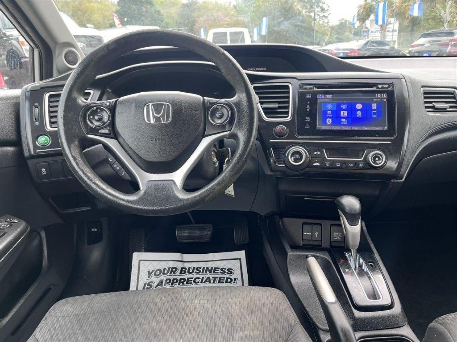 2015 Silver /Black Honda Civic (2HGFB2F72FH) with an 1.8l I-4 MPI Sohc 1.8l engine, Automatic transmission, located at 745 East Steele Rd., West Columbia, SC, 29170, (803) 755-9148, 33.927212, -81.148483 - Special Internet Price! 2015 Honda Civic with Bluetooth, AM/FM/CD Audio System, 7 display, Cruise Control with Steering Wheel Controls, Automatic Air Conditioning, Remote Keyless Entry, Powered windows, Plus more! - Photo #4