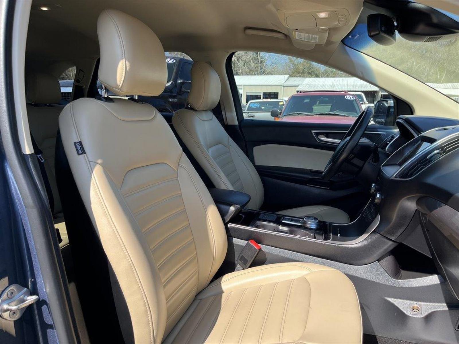 2019 Blue /Tan Ford Edge SEL FWD (2FMPK3J90KB) with an 2.0l I-4 DI Ecoboost 2.0l engine, Automatic transmission, located at 745 East Steele Rd., West Columbia, SC, 29170, (803) 755-9148, 33.927212, -81.148483 - Special Internet Price-2019 Ford Edge has trial subscription to SiriusXM, Leather Interior, Bluetooth, AM/FM Stereo/MP3 Capable -inc: speed-compensated volume and USB media hu, Back Up Camera, Lane-Keeping Assist Lane Keeping Assist, Blind Spot Information System, Automatic Emergency Braking and Cro - Photo #26