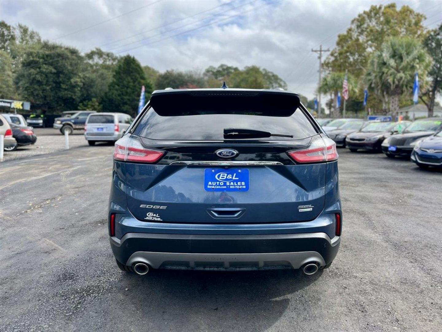 2019 Blue /Tan Ford Edge SEL FWD (2FMPK3J90KB) with an 2.0l I-4 DI Ecoboost 2.0l engine, Automatic transmission, located at 745 East Steele Rd., West Columbia, SC, 29170, (803) 755-9148, 33.927212, -81.148483 - Special Internet Price-2019 Ford Edge has trial subscription to SiriusXM, Leather Interior, Bluetooth, AM/FM Stereo/MP3 Capable -inc: speed-compensated volume and USB media hu, Back Up Camera, Lane-Keeping Assist Lane Keeping Assist, Blind Spot Information System, Automatic Emergency Braking and Cro - Photo#3