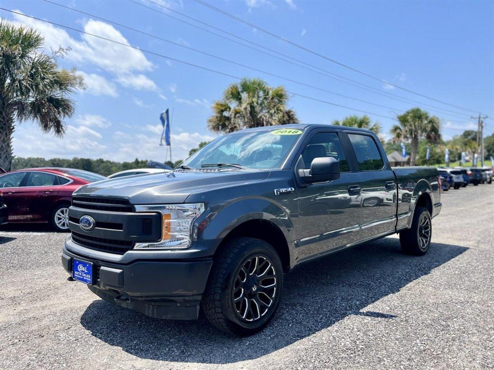 2018 Grey /Grey Ford F150 XL SuperCrew 6.5-ft. Bed 4WD (1FTFW1E55JF) with an 5.0l V8 Smpi Dohc Flex 5. engine, Automatic transmission, located at 745 East Steele Rd., West Columbia, SC, 29170, (803) 755-9148, 33.927212, -81.148483 - Special Internet Price-2018 Ford F-150 XL with Bluetooth, AM/FM Stereo, Backup camera, Cruise control, Leather interior, 40/20/40 Front Seat, Rear 60-40 Folding Split-Bench, Manual Air Conditioning, Remote Keyless Entry, 3 12V DC Power Outlets, Powered windows, Powered door locks, Plus More! - Photo #0