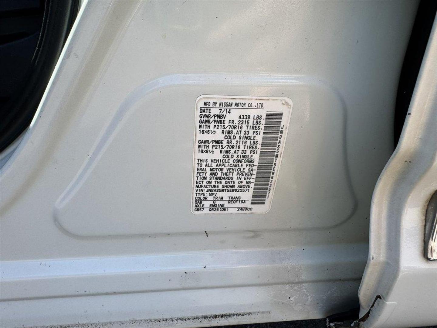 2014 White /Grey Nissan Rogue Select (JN8AS5MT5EW) with an 2.5l I-4 MPI Dohc 2.5l engine, Automatic transmission, located at 745 East Steele Rd., West Columbia, SC, 29170, (803) 755-9148, 33.927212, -81.148483 - Special Internet Price! 2014 Nissan Rogue Select - Photo#29