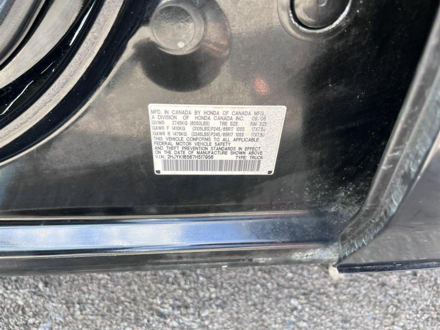 2007 Black /Grey Honda Ridgeline (2HJYK16567H) with an 3.5l V6 MPI Sohc Vtec 3.5 engine, Automatic transmission, located at 745 East Steele Rd., West Columbia, SC, 29170, (803) 755-9148, 33.927212, -81.148483 - Special Internet Price! 2007 Honda Ridgeline RTL with AM/FM radio, Remote keyless entry, Cruise control, Dual-zone automatic climate control, Leather interior, 60/40 split fold rear seat, Powered windows, Powered door locks, Plus more! - Photo#34