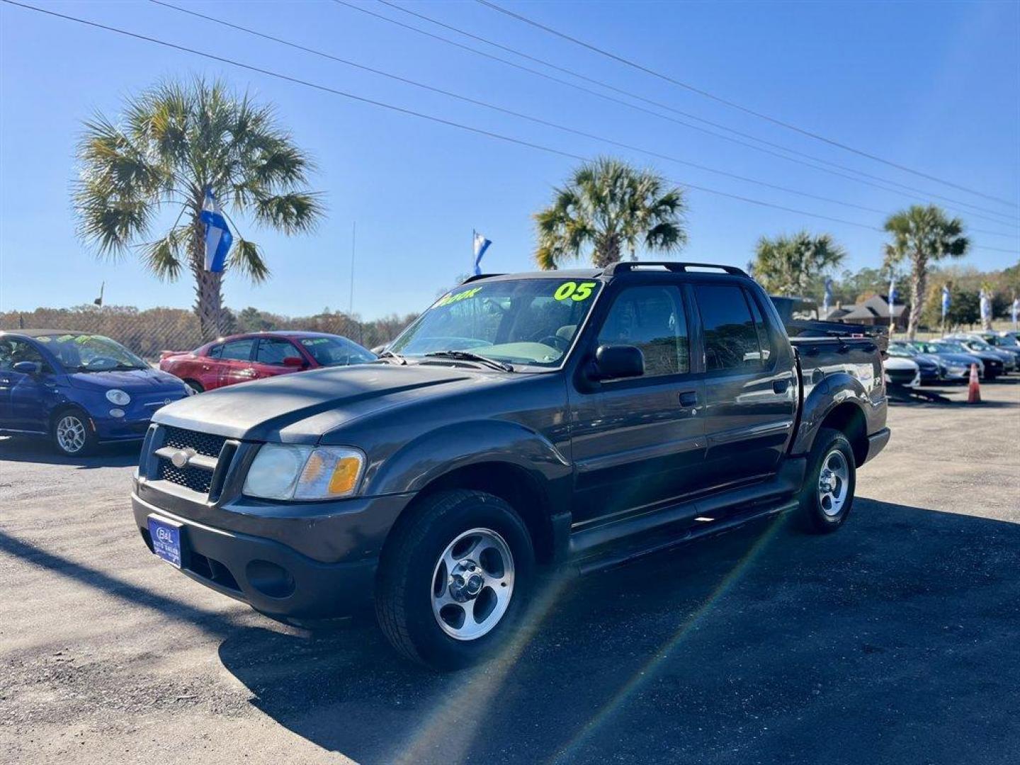 2005 Grey /Tan Ford Explorer Sport Trac (1FMZU67K65U) with an 4.0l V6 EFI Sohc 4.0l engine, Automatic transmission, located at 745 East Steele Rd., West Columbia, SC, 29170, (803) 755-9148, 33.927212, -81.148483 - Special Internet Price! 2005 Ford Explorer Sport Trac with AM/FM radio, Manual air conditioning, Leather interior, Powered windows, Powered door locks, Plus more! - Photo#0