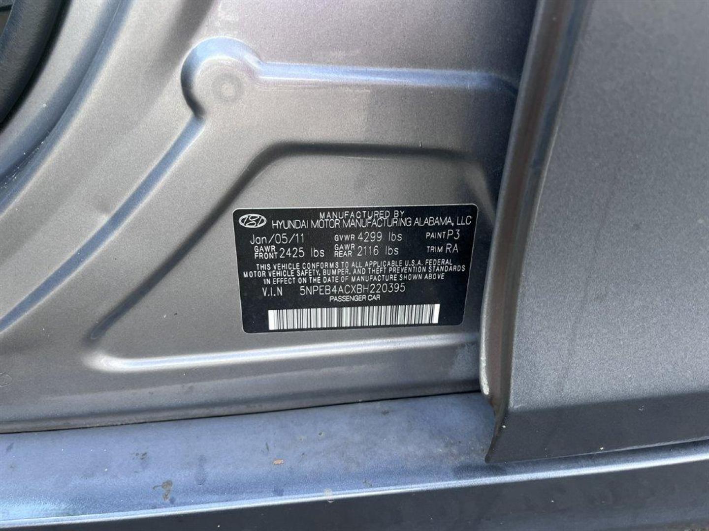 2011 Grey /Grey Hyundai Sonata GLS Auto (5NPEB4ACXBH) with an 2.4l I-4 DI Dohc 2.4l engine, Automatic transmission, located at 745 East Steele Rd., West Columbia, SC, 29170, (803) 755-9148, 33.927212, -81.148483 - Special Internet Price! 2011 Hyundai Sonata with AM/FM radio, Cruise control, Keyless entry, Cloth interior, Powered windows, Powered door locks, Plus more! - Photo#35