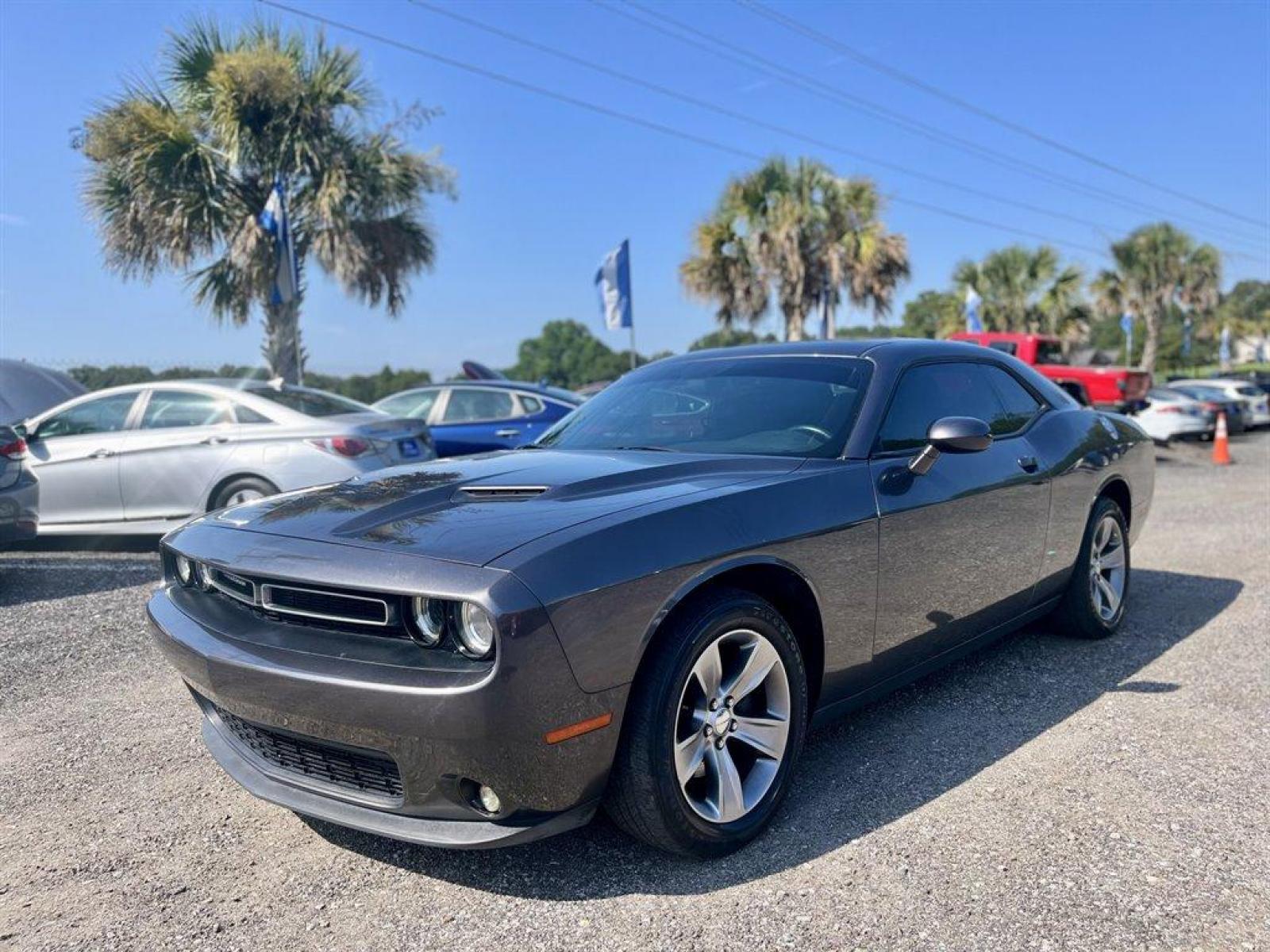 2016 Grey /Black Dodge Challenger (2C3CDZAG0GH) with an 3.6l V6 MPI Dohc VVT Flex engine, Automatic transmission, located at 745 East Steele Rd., West Columbia, SC, 29170, (803) 755-9148, 33.927212, -81.148483 - Special Internet Price! 2016 Dodge Challenger SXT with Bluetooth, SiriusXM Satellite Radio, Radio with Seek-Scan, Proximity Key For Doors And Push Button Start, Cruise Control with Steering Wheel Controls, Powered driver seat, Cloth interior, Plus more! - Photo #1