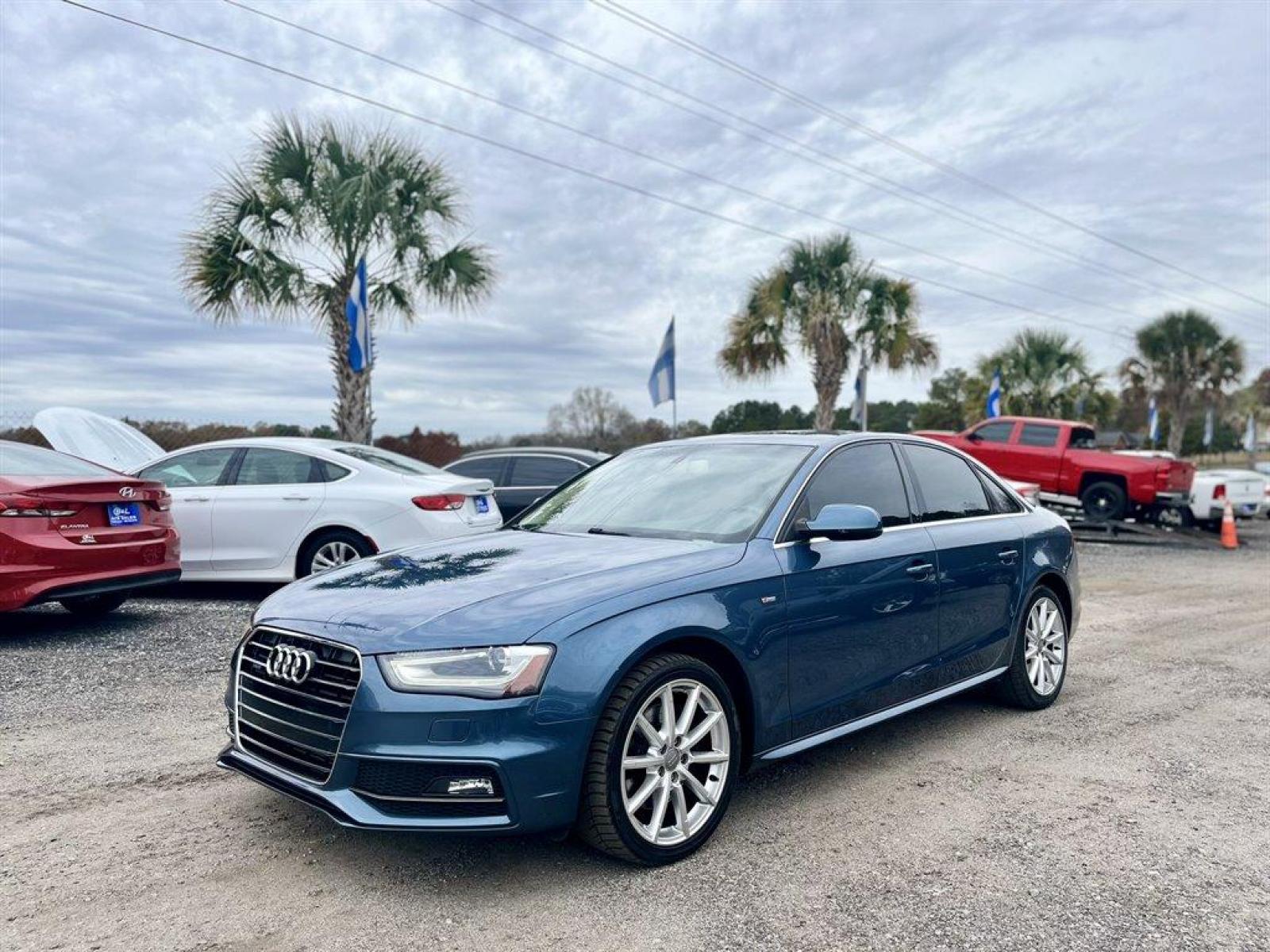 2015 Blue /Tan Audi A4 (WAUFFAFL5FN) with an 2.0l I-4 DI Dohc Flex T/C engine, Automatic transmission, located at 745 East Steele Rd., West Columbia, SC, 29170, (803) 755-9148, 33.927212, -81.148483 - 2015 AUDI A4 with Bluetooth, Sunroof, Cruise control, Leather interior, Powered front seats, Keyless Entry, Air conditioning, Powered windows, Powered door locks, Plus more! - Photo #0
