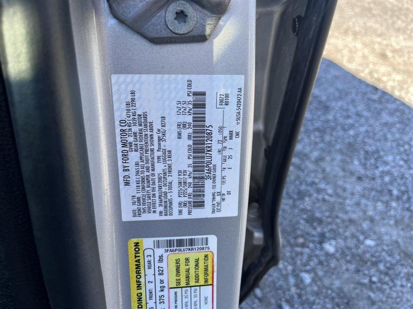 2019 Silver /Black Ford Fusion (3FA6P0LU7KR) with an 2.0l I-4 Smpi Dohc Hybrid engine, Automatic transmission, located at 745 East Steele Rd., West Columbia, SC, 29170, (803) 755-9148, 33.927212, -81.148483 - Special Internet Price! 2019 FORD FUSION - - Photo#34