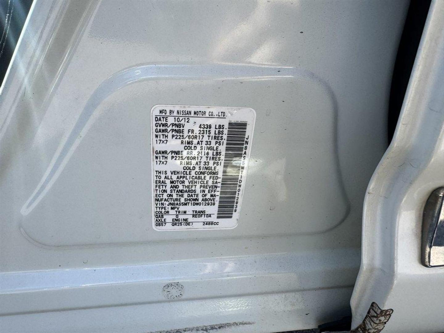 2013 White /Black Nissan Rogue (JN8AS5MT1DW) with an 2.5l I-4 MPI Dohc 2.5l engine, Automatic transmission, located at 745 East Steele Rd., West Columbia, SC, 29170, (803) 755-9148, 33.927212, -81.148483 - Photo#30