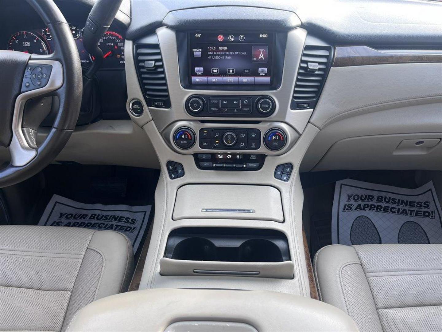 2015 White /Tan GMC Yukon (1GKS2CKJ1FR) with an 6.2l V8 DI OHV VVT S/C 6. engine, Automatic transmission, located at 745 East Steele Rd., West Columbia, SC, 29170, (803) 755-9148, 33.927212, -81.148483 - Special Internet Price! 2015 GMC Yukon Denali with Bluetooth, SiriusXM, 8 Diagonal Color Touch Screen, Backup Camera, Navigation, Cruise Control, Sunroof, Remote Keyless Entry, Rear Entertainment, Leather Interior, Powered Front Seats, Heated Front Seats, Power Fold 3rd Row Split Bench Seat, Powered - Photo#9