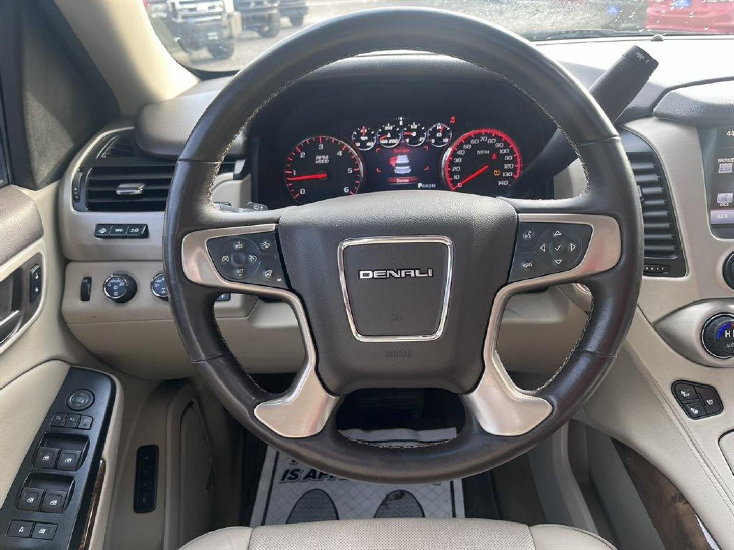 2015 White /Tan GMC Yukon (1GKS2CKJ1FR) with an 6.2l V8 DI OHV VVT S/C 6. engine, Automatic transmission, located at 745 East Steele Rd., West Columbia, SC, 29170, (803) 755-9148, 33.927212, -81.148483 - Special Internet Price! 2015 GMC Yukon Denali with Bluetooth, SiriusXM, 8 Diagonal Color Touch Screen, Backup Camera, Navigation, Cruise Control, Sunroof, Remote Keyless Entry, Rear Entertainment, Leather Interior, Powered Front Seats, Heated Front Seats, Power Fold 3rd Row Split Bench Seat, Powered - Photo#5