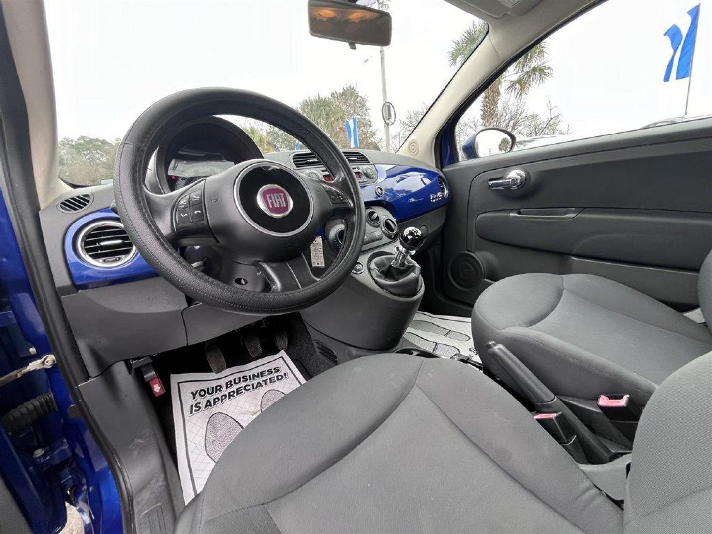 2012 Blue /Black Fiat 500 (3C3CFFDRXCT) with an 1.4l I-4 MPI 1.4l engine, Manual transmission, located at 745 East Steele Rd., West Columbia, SC, 29170, (803) 755-9148, 33.927212, -81.148483 - Special Internet Price! 2012 FIAT 500C Pop with AM/FM stereo, Aux audio input, Remote keyless entry, Steering wheel audio controls, Cloth bucket seats, 50/50 split fold-down rear seat, 5-speed manual transmission, Black soft top convertible, Powered windows, Powered door locks, Plus more! - Photo#4