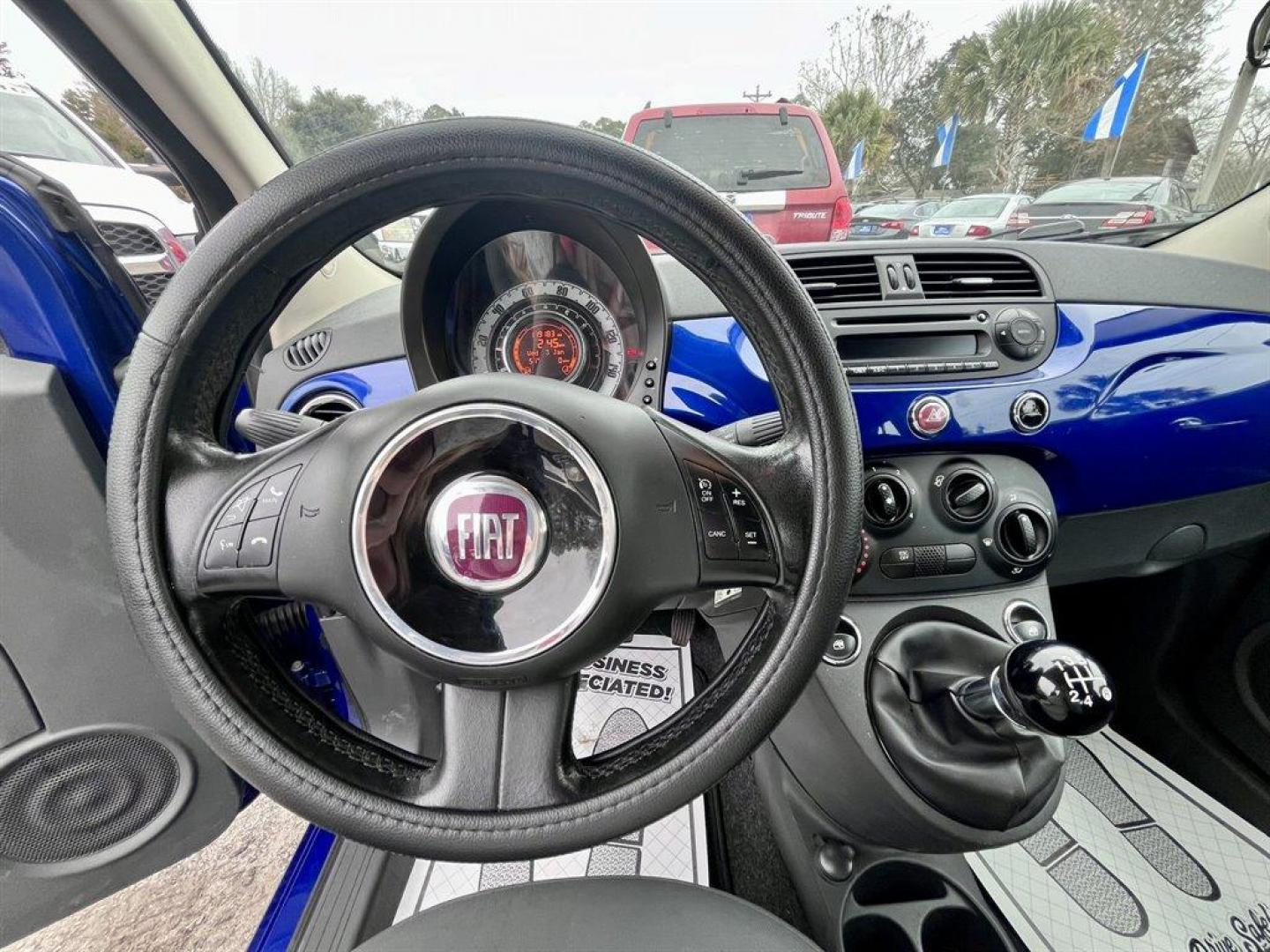 2012 Blue /Black Fiat 500 (3C3CFFDRXCT) with an 1.4l I-4 MPI 1.4l engine, Manual transmission, located at 745 East Steele Rd., West Columbia, SC, 29170, (803) 755-9148, 33.927212, -81.148483 - Special Internet Price! 2012 FIAT 500C Pop with AM/FM stereo, Aux audio input, Remote keyless entry, Steering wheel audio controls, Cloth bucket seats, 50/50 split fold-down rear seat, 5-speed manual transmission, Black soft top convertible, Powered windows, Powered door locks, Plus more! - Photo#5