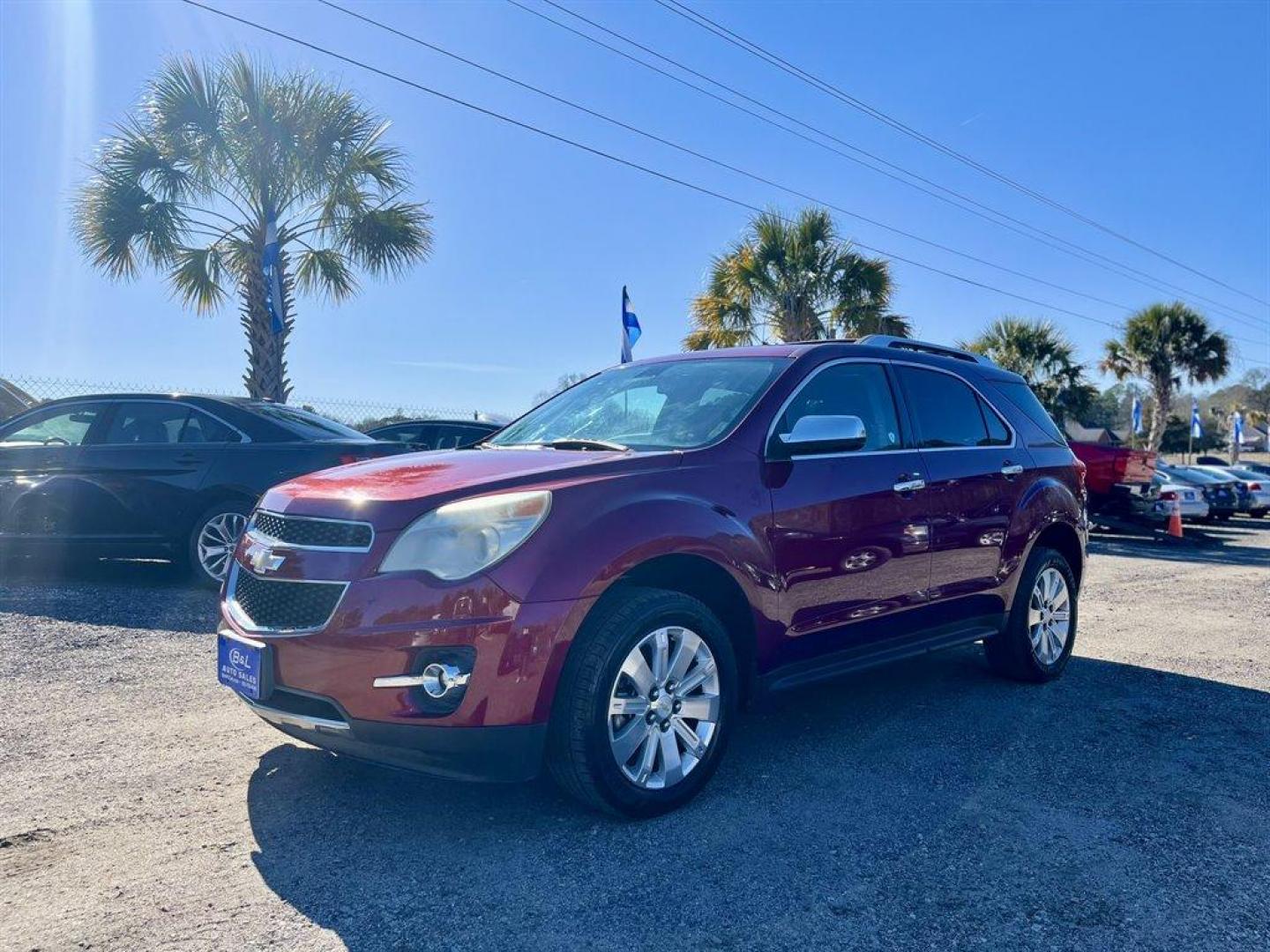 2011 Burgundy /Black Chevrolet Equinox (2CNFLFE53B6) with an 3.0l V6 Sidi Dohc Flex 3. engine, Automatic transmission, located at 745 East Steele Rd., West Columbia, SC, 29170, (803) 755-9148, 33.927212, -81.148483 - Special Internet Price! 2011 Chevrolet Equinox with Bluetooth, AM/FM/XM stereo, Backup camera, Navigation, Sunroof, Cruise control, Air conditioning, Leather interior, Keyless entry, Memory settings for the driver seat, Brake assist, Lane departure, Powered windows, Powered door locks, Plus more! - Photo#0