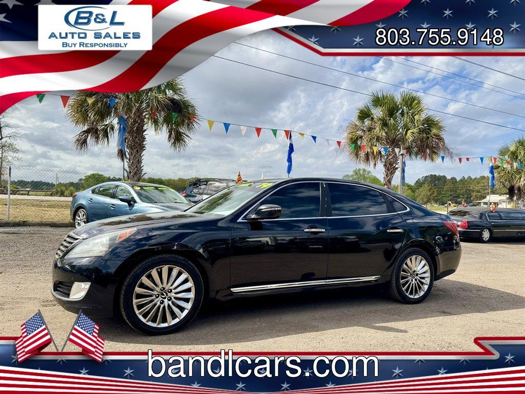 2014 Black /Taupe Hyundai Equus (KMHGH4JH5EU) with an 5.0l V8 DI Dohc Cvvt 5.0l engine, Automatic transmission, located at 745 East Steele Rd., West Columbia, SC, 29170, (803) 755-9148, 33.927212, -81.148483 - Photo#0