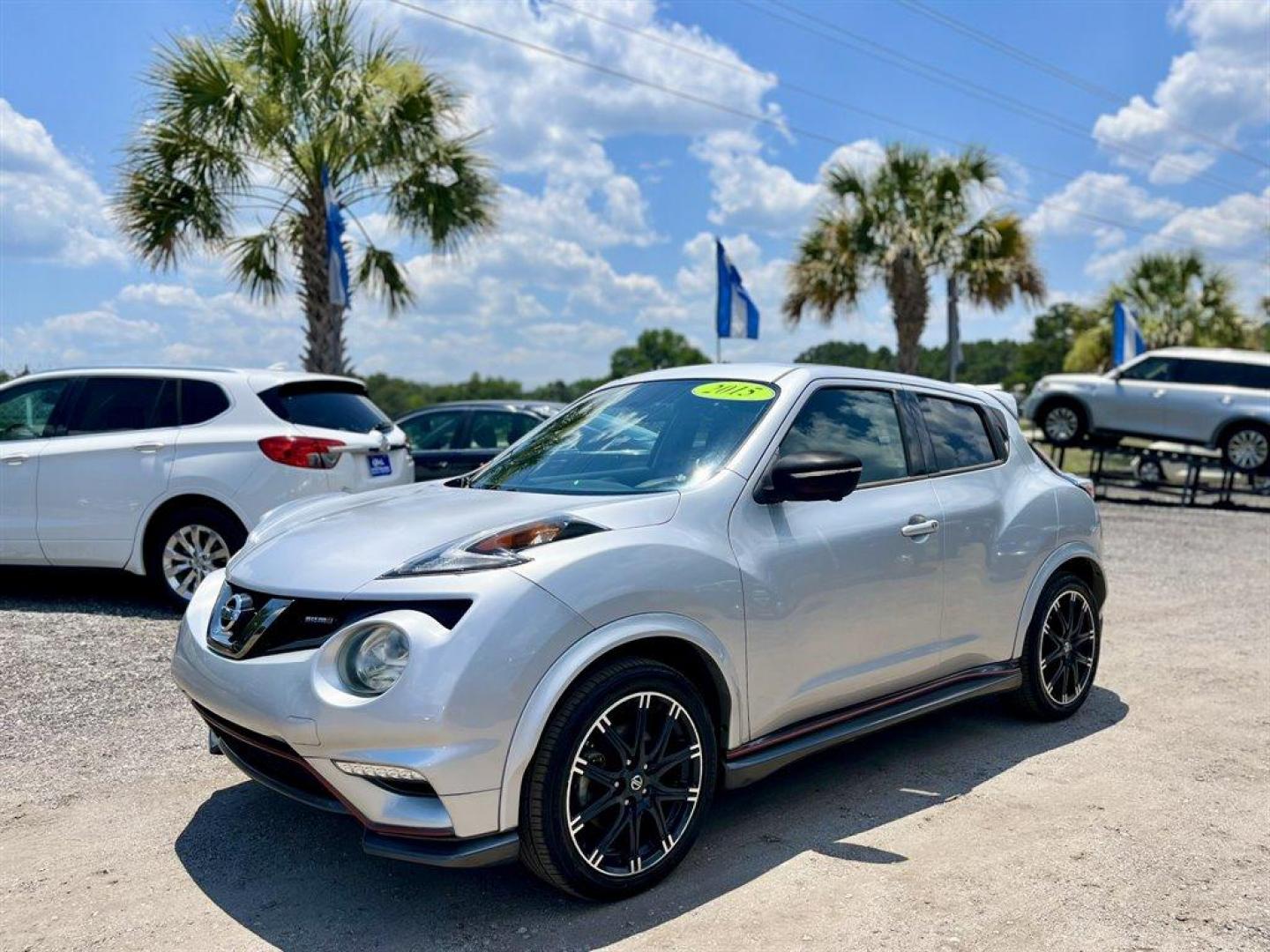 2015 Silver /Black Nissan Juke (JN8AF5MV4FT) with an 1.6l I-4 DI Dohc T/C 1.6l engine, Automatic transmission, located at 745 East Steele Rd., West Columbia, SC, 29170, (803) 755-9148, 33.927212, -81.148483 - Special Internet Price! 2015 Nissan Juke Nismo with Bluetooth, AM/FM radio, Cruise control, Backup camera with satellite view, Navigation, Manual air conditioning, Push to start, Keyless entry, Black cloth interior, Powered windows, Powered door locks, Plus more! - Photo#0