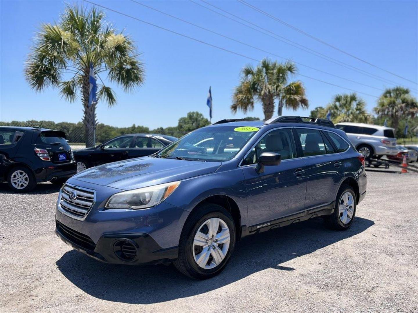 2015 Blue /Tan Subaru Outback (4S4BSAAC7F3) with an 2.5l H-4 MPI Sohc 2.5l engine, Automatic transmission, located at 745 East Steele Rd., West Columbia, SC, 29170, (803) 755-9148, 33.927212, -81.148483 - Special Internet Price! 2015 Subaru Outback Base with AM/FM, Cruise control, Backup camera, Keyless entry, Air conditioning, Cloth interior, Powered windows, Powered door locks, Plus more! - Photo#0