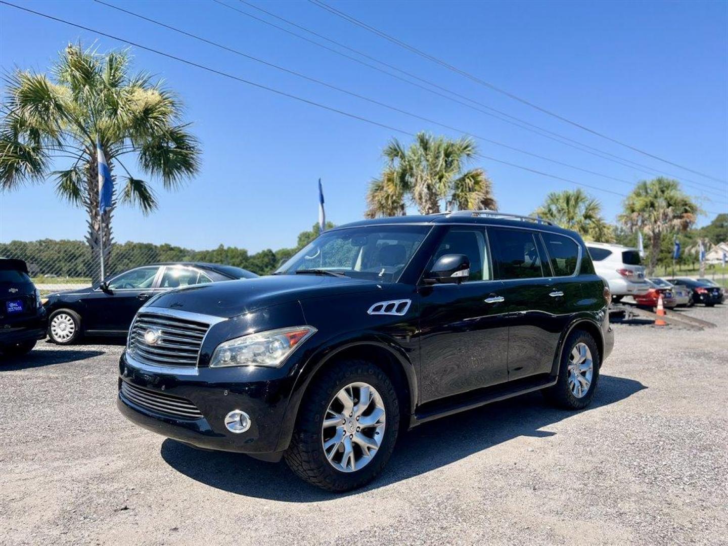 2013 Black /Black Infiniti QX56 (JN8AZ2NE5D9) with an 5.6l V8 DI Dohc Cvtcs 5.6 engine, Automatic transmission, located at 745 East Steele Rd., West Columbia, SC, 29170, (803) 755-9148, 33.927212, -81.148483 - Special Internet Price! 2013 Infiniti QX56 with AM/FM radio, Cruise control, Backup camera, Navigation, Sunroof, Leather interior, Dual rear headrest DVD entertainment, Heated front and 2nd row seats, Powered liftgate, 3rd row seating, Powered windows, Powered door locks, Plus more! - Photo#0