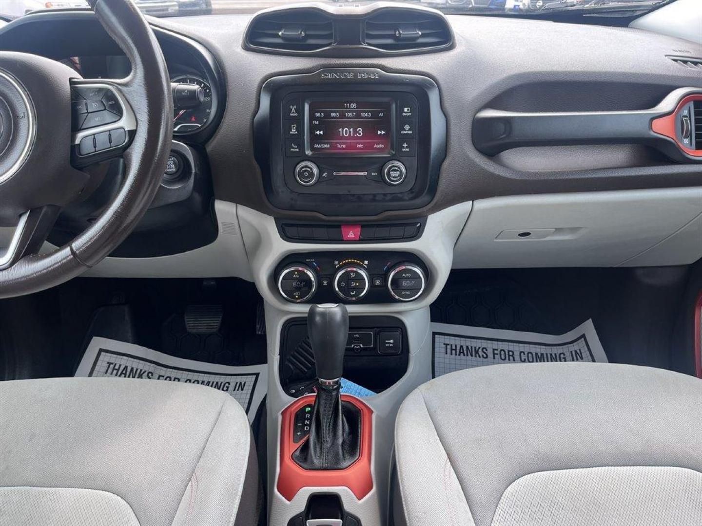 2015 Orange /Grey Jeep Renegade (ZACCJABT0FP) with an 2.4l I-4 Smpi Dohc 2.4l engine, Automatic transmission, located at 745 East Steele Rd., West Columbia, SC, 29170, (803) 755-9148, 33.927212, -81.148483 - Special Internet Price! 2015 Jeep Renegade Latitude with AM/FM radio, Backup camera, Cruise control, Automatic air conditioning, Push to start, Keyless entry, Cloth interior, Powered windows, Powered door locks, Plus more! - Photo#9