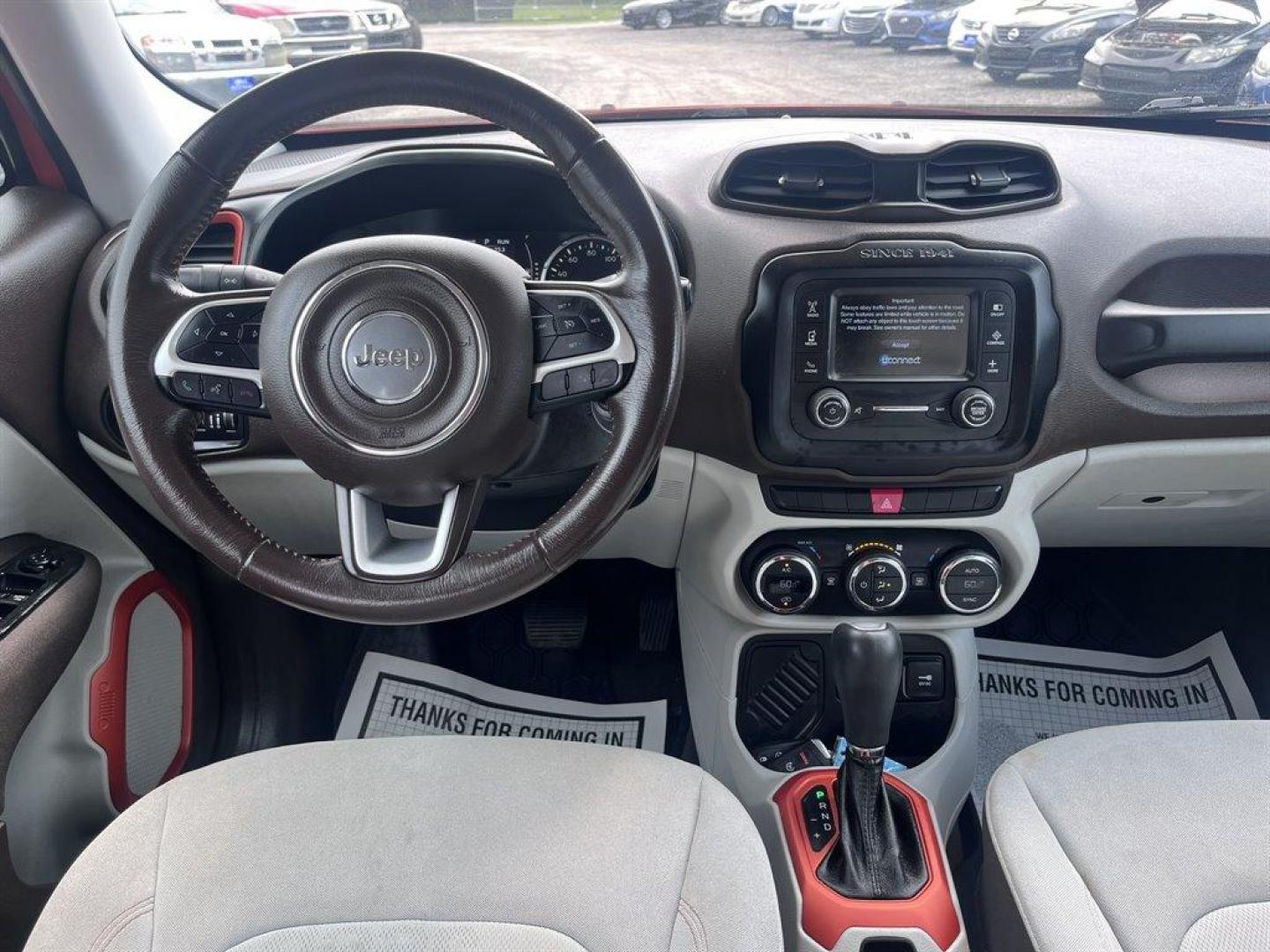 2015 Orange /Grey Jeep Renegade (ZACCJABT0FP) with an 2.4l I-4 Smpi Dohc 2.4l engine, Automatic transmission, located at 745 East Steele Rd., West Columbia, SC, 29170, (803) 755-9148, 33.927212, -81.148483 - Special Internet Price! 2015 Jeep Renegade Latitude with AM/FM radio, Backup camera, Cruise control, Automatic air conditioning, Push to start, Keyless entry, Cloth interior, Powered windows, Powered door locks, Plus more! - Photo#4