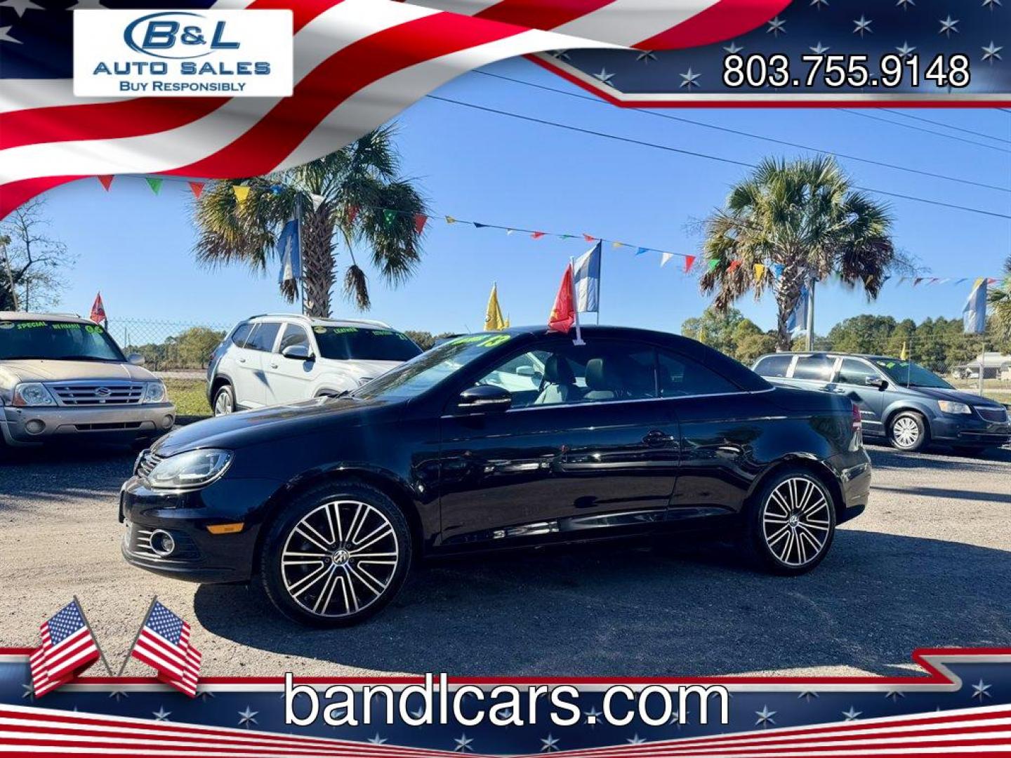 2013 Black /Black Volkswagen Eos (WVWBW8AH8DV) with an 2.0l I-4 DI Dohc T/C 2.0l engine, Automatic transmission, located at 745 East Steele Rd., West Columbia, SC, 29170, (803) 755-9148, 33.927212, -81.148483 - Special Internet Price! 2013 Volkswagen Eos - Photo#0