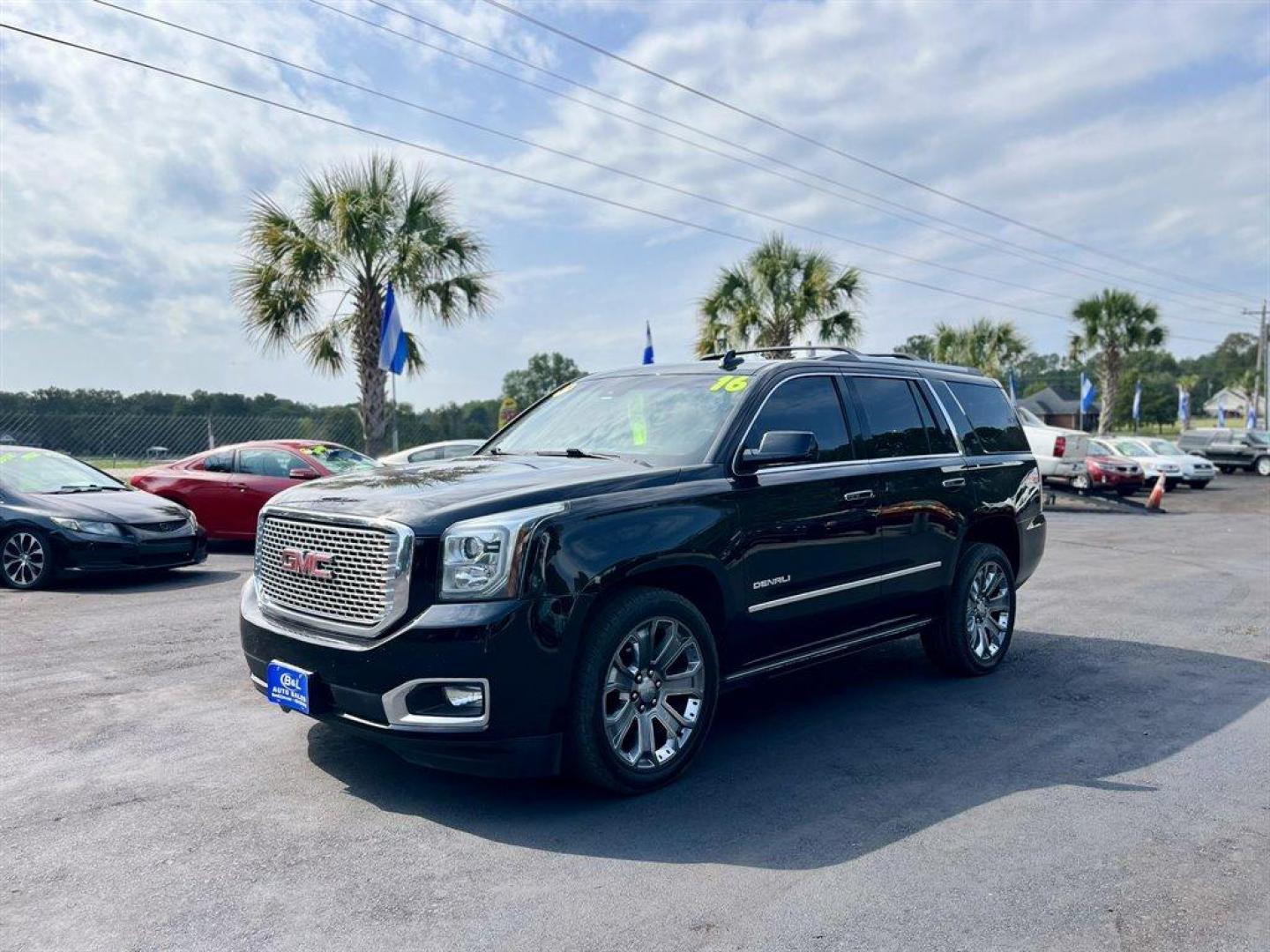 2016 Black /Black GMC Yukon (1GKS2CKJ8GR) with an 6.2l V8 DI OHV VVT S/C 6. engine, Automatic transmission, located at 745 East Steele Rd., West Columbia, SC, 29170, (803) 755-9148, 33.927212, -81.148483 - Special Internet Price! 2016 GMC Yukon with Bluetooth, AM/FM radio, Backup camera, Cruise control, Navigation, Sunroof, Leather interior, Rear entertainment, First and second row heated seats, Powered third row, Powered running boards, Powered liftgate, Powered windows, Powered door locks, Plus more - Photo#0