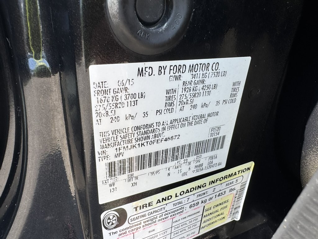 2015 Black /Black Ford Expedition EL (1FMJK1KT0FE) with an 3.5l V6 DI T/C Ecoboost 3 engine, Automatic transmission, located at 745 East Steele Rd., West Columbia, SC, 29170, (803) 755-9148, 33.927212, -81.148483- Photo#36