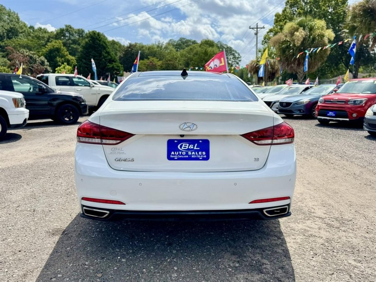 2015 White /Black Hyundai Genesis (KMHGN4JE2FU) with an 3.8l V6 DI Dohc Cvvt 3.8l engine, Automatic transmission, located at 745 East Steele Rd., West Columbia, SC, 29170, (803) 755-9148, 33.927212, -81.148483- Photo#4