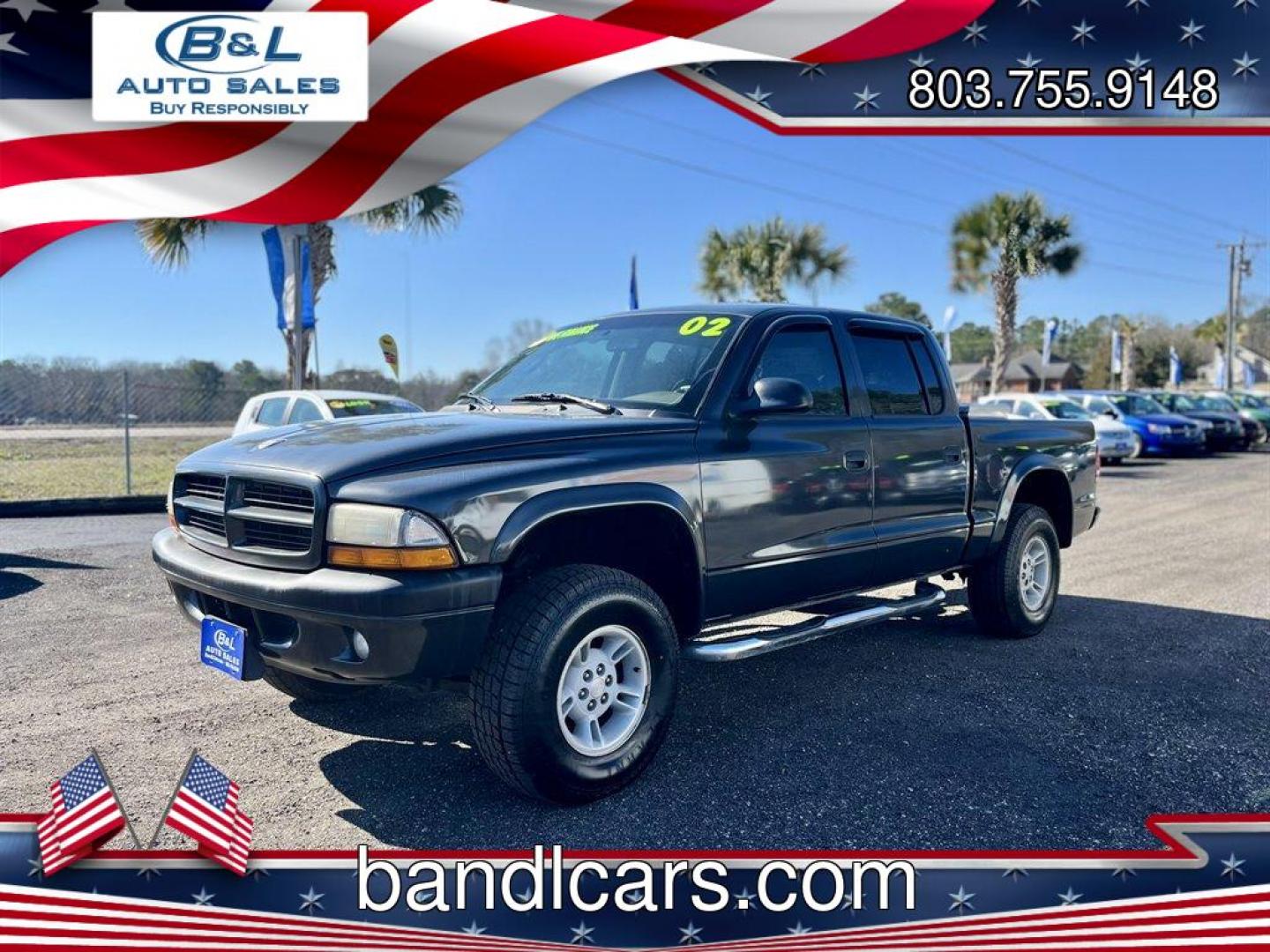 2002 Grey /Grey Dodge Dakota (1B7HG38N92S) with an 4.7l V8 MPI 4.7l engine, Automatic transmission, located at 745 East Steele Rd., West Columbia, SC, 29170, (803) 755-9148, 33.927212, -81.148483 - Special Internet Price! 2002 Dodge Dakota with AM/FM radio, Cruise control, Cloth interior, Manual air conditioning, Powered windows, Powered door locks, Plus more! - Photo#0