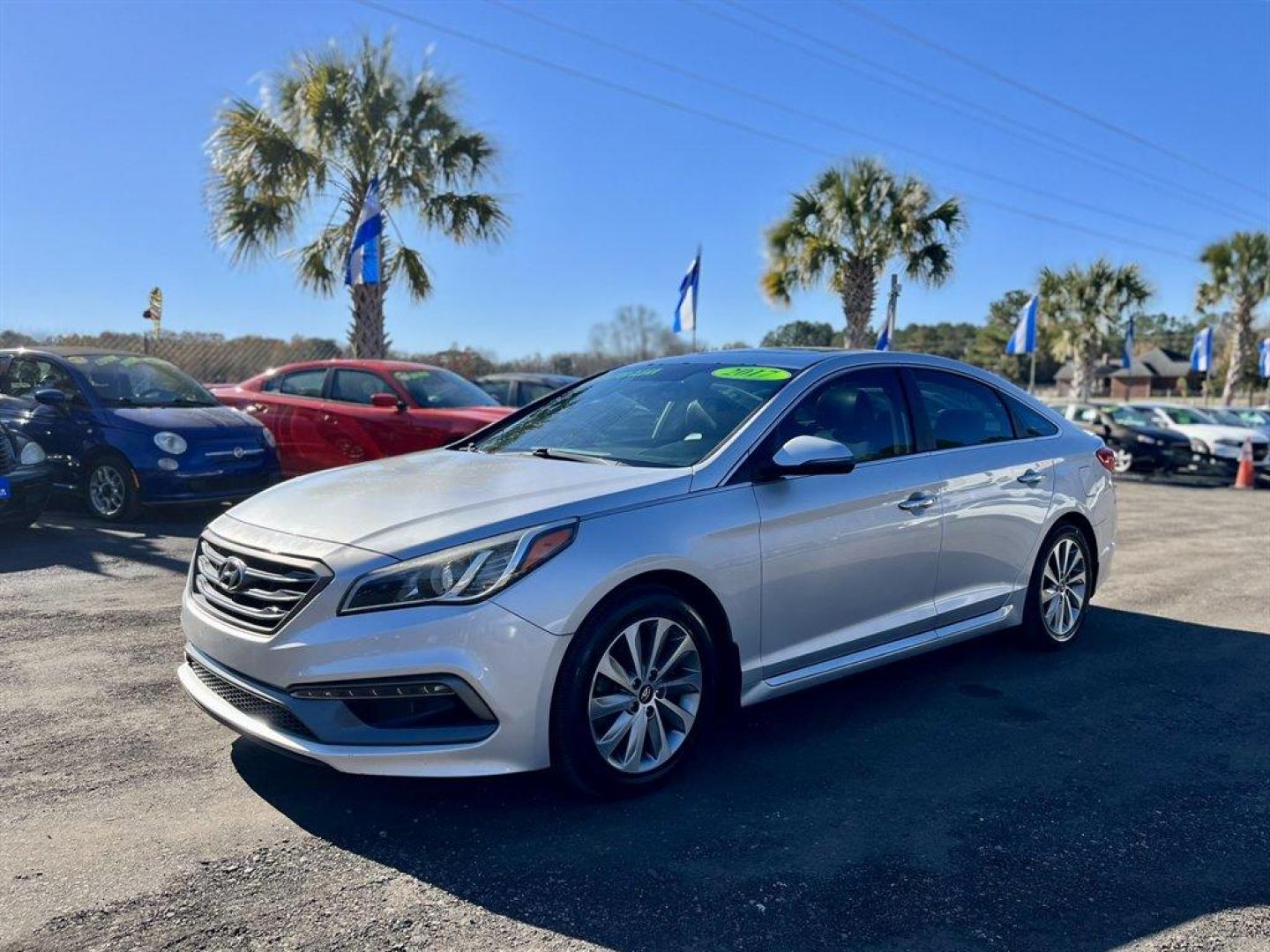 2017 Silver /Grey Hyundai Sonata (5NPE34AF5HH) with an 2.4l I-4 DI Dohc 2.4l engine, Automatic transmission, located at 745 East Steele Rd., West Columbia, SC, 29170, (803) 755-9148, 33.927212, -81.148483 - Special Internet Price! 2017 Hyundai Sonata with AM/FM radio, Cruise control, Backup camera, Sunroof, Keyless entry, Push to start, Powered windows, Powered door locks, Plus more! - Photo#0