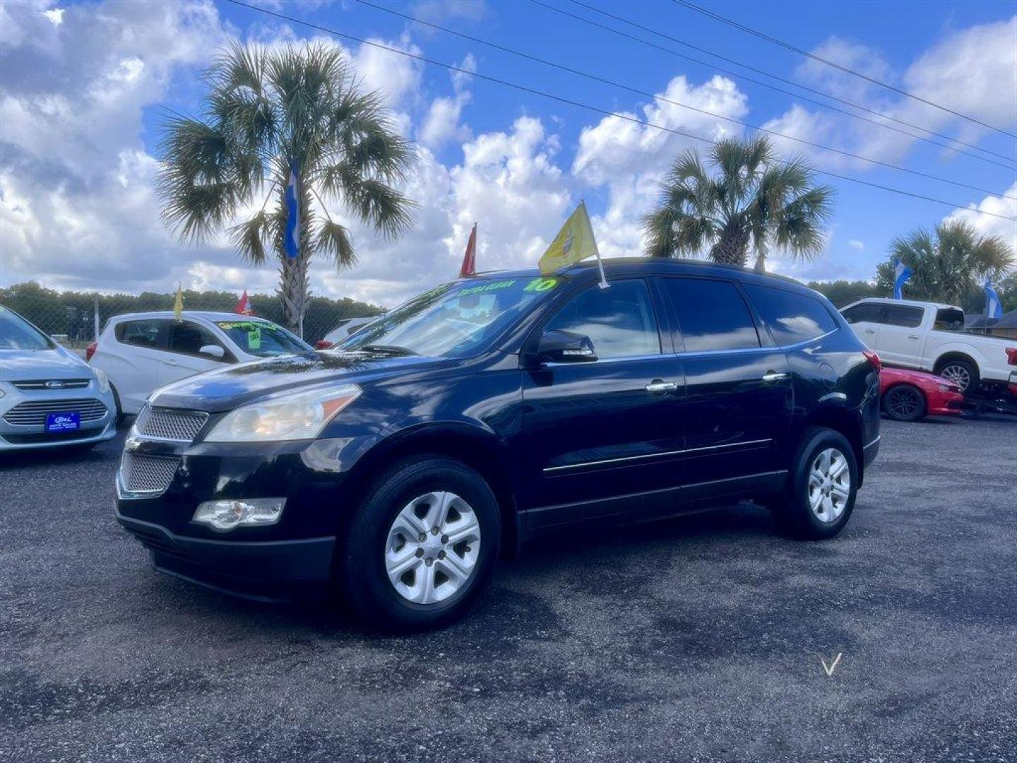 2010 Black /Grey Chevrolet Traverse (1GNLRHED9AJ) with an 3.6l V6 Sidi Dohc 3.6l engine, Automatic transmission, located at 745 East Steele Rd., West Columbia, SC, 29170, (803) 755-9148, 33.927212, -81.148483 - Special Internet Price! 2010 Chevrolet Traverse with AM/FM radio, Backup camera, Cruise control, 3rd row seats, Leather interior, Rear entertainment, Powered windows, Powered door locks, Plus more! - Photo#0