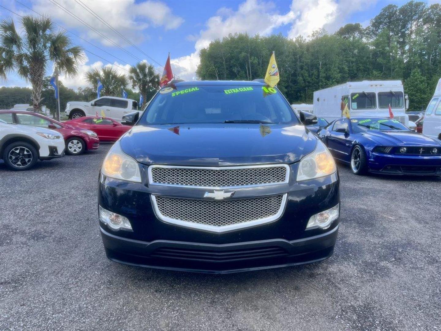 2010 Black /Grey Chevrolet Traverse (1GNLRHED9AJ) with an 3.6l V6 Sidi Dohc 3.6l engine, Automatic transmission, located at 745 East Steele Rd., West Columbia, SC, 29170, (803) 755-9148, 33.927212, -81.148483 - Special Internet Price! 2010 Chevrolet Traverse with AM/FM radio, Backup camera, Cruise control, 3rd row seats, Leather interior, Rear entertainment, Powered windows, Powered door locks, Plus more! - Photo#1