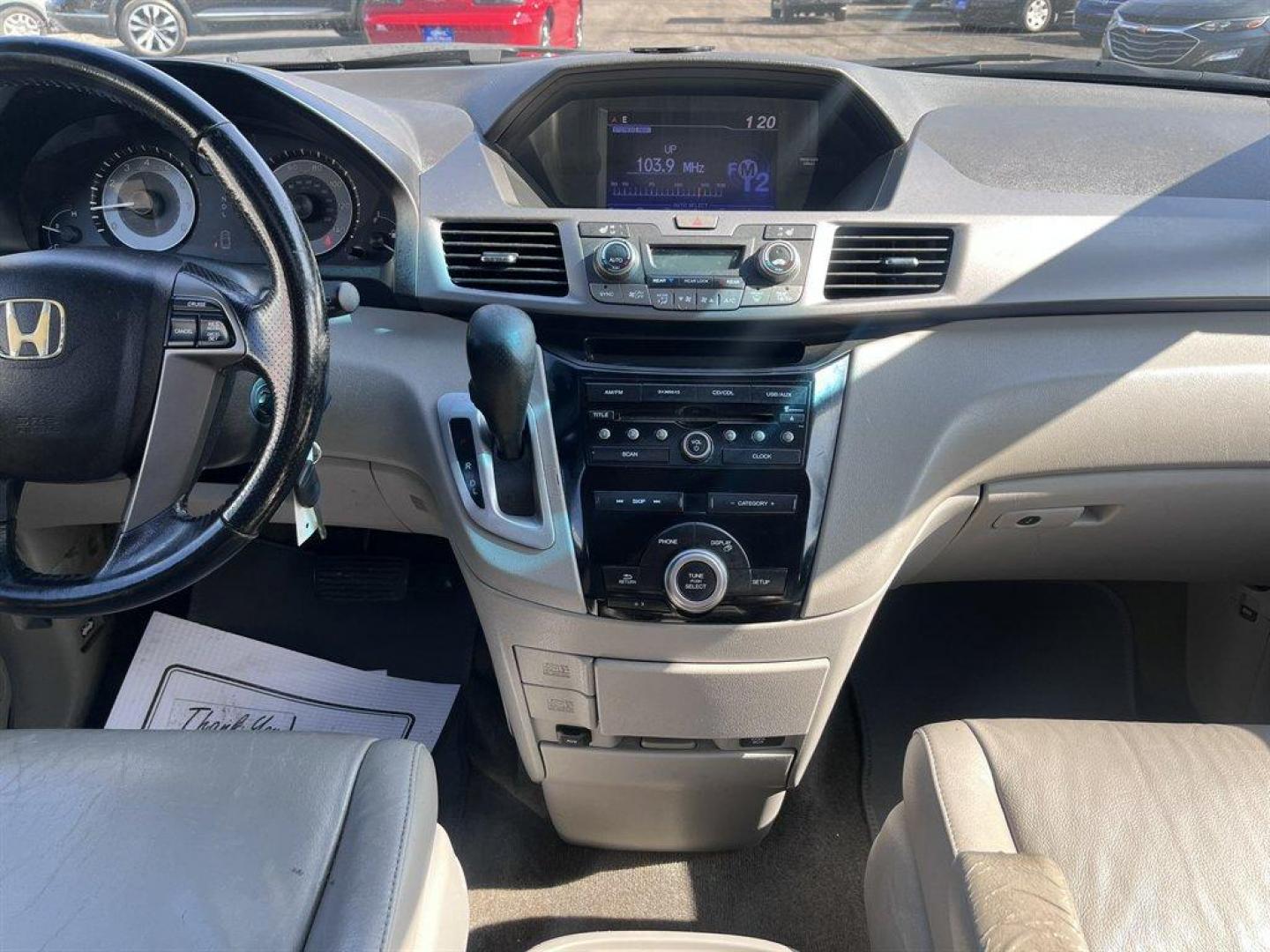 2012 Grey /Grey Honda Odyssey (5FNRL5H67CB) with an 3.5l V6 MPI Sohc Vtec 3.5 engine, Automatic transmission, located at 745 East Steele Rd., West Columbia, SC, 29170, (803) 755-9148, 33.927212, -81.148483 - Special Internet Price! 2012 Honda Odyssey with AM/FM radio, Cruise control, Backup camera, Leather interior, Powered front seats, Powered rear sliding doors, 3rd row stow n' go, Powered windows, Powered door locks, Plus more! - Photo#11