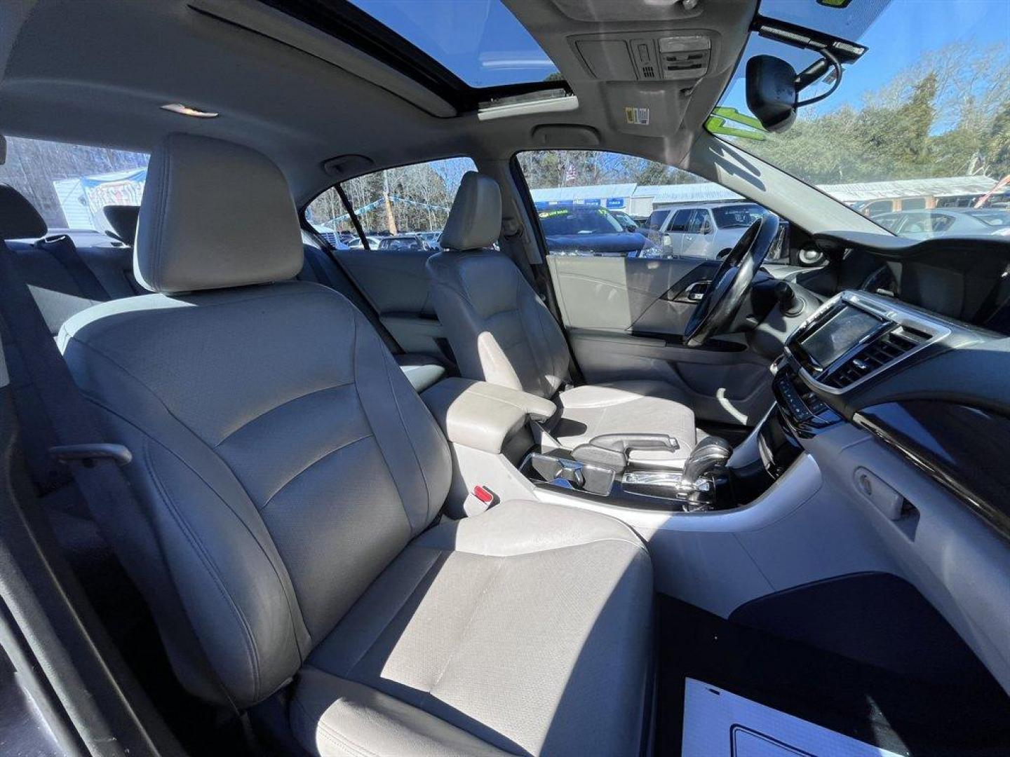 2017 Grey /Black Honda Accord (1HGCR2F86HA) with an 2.4l I-4 DI Dohc 2.4l engine, Automatic transmission, located at 745 East Steele Rd., West Columbia, SC, 29170, (803) 755-9148, 33.927212, -81.148483 - Special Internet Price! 2017 Honda Accord with AM/FM radio, Bluetooth, Backup camera, Sunroof, Leather interior, Powered driver seat, Powered windows, Powered door lock, Plus more! - Photo#33