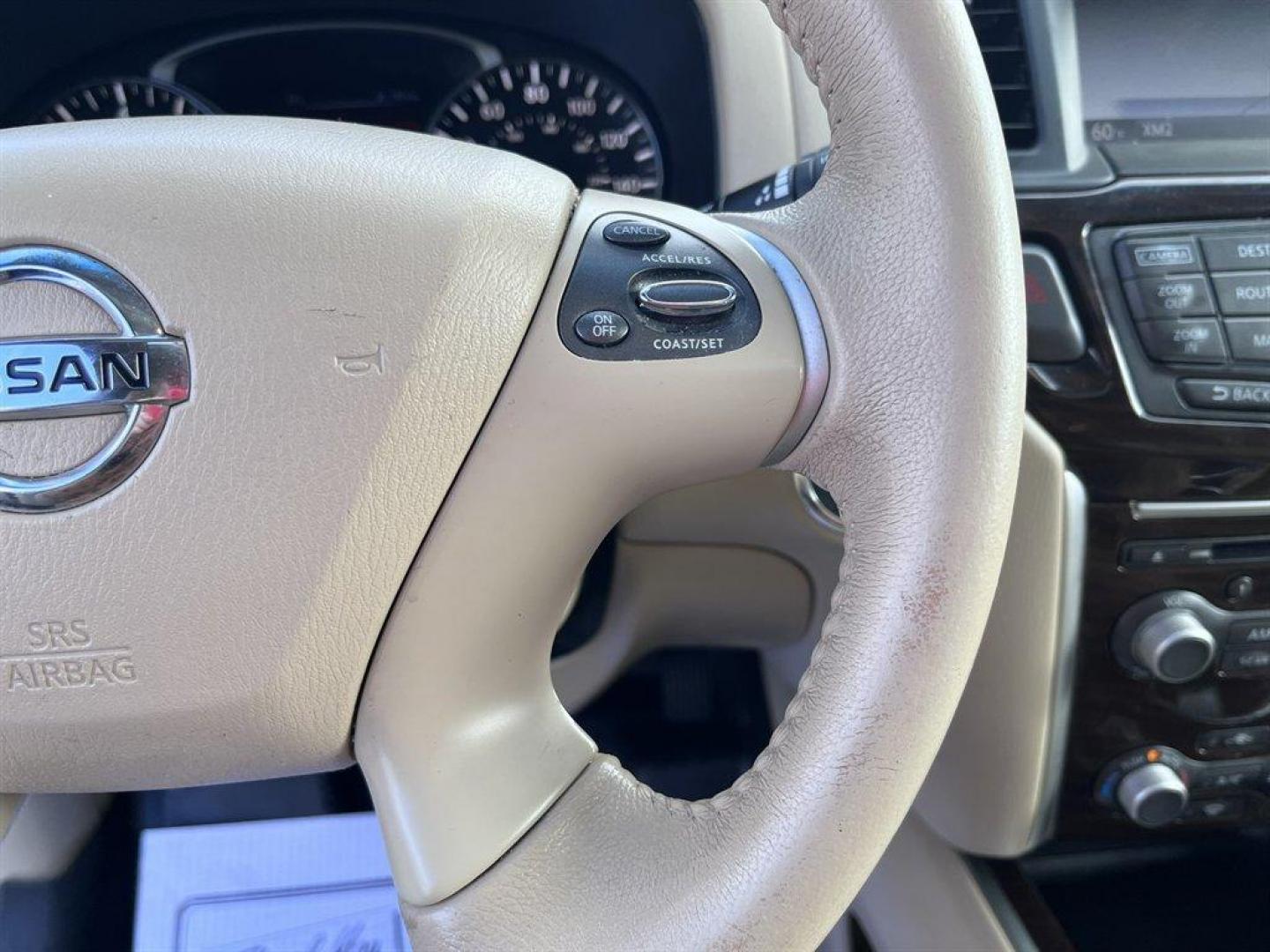 2015 Black /Taupe Nissan Pathfinder (5N1AR2MN9FC) with an 3.5l V6 Smpi Dohc Cvtcs 3 engine, Automatic transmission, located at 745 East Steele Rd., West Columbia, SC, 29170, (803) 755-9148, 33.927212, -81.148483 - Special Internet Price! 2015 Nissan Pathfinder with AM/FM radio, Bluetooth, Navigation, Cruise control, Keyless entry, Push to start, Dual sunroof, Leather interior, 3rd row seating, Heated seats, Powered liftgate, Powered door locks, Powered windows, Plus more! - Photo#8