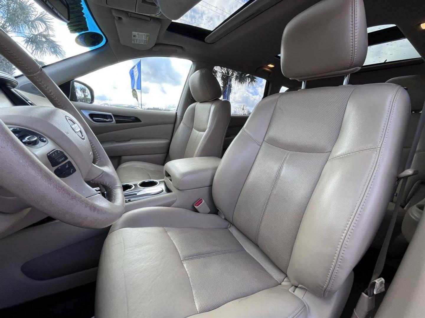 2015 Black /Taupe Nissan Pathfinder (5N1AR2MN9FC) with an 3.5l V6 Smpi Dohc Cvtcs 3 engine, Automatic transmission, located at 745 East Steele Rd., West Columbia, SC, 29170, (803) 755-9148, 33.927212, -81.148483 - Special Internet Price! 2015 Nissan Pathfinder with AM/FM radio, Bluetooth, Navigation, Cruise control, Keyless entry, Push to start, Dual sunroof, Leather interior, 3rd row seating, Heated seats, Powered liftgate, Powered door locks, Powered windows, Plus more! - Photo#23