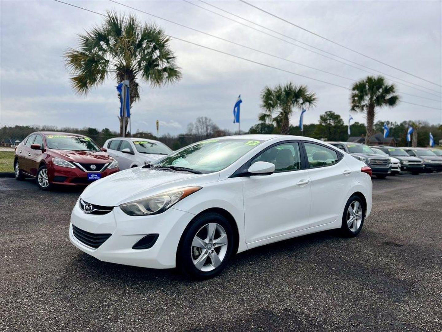 2013 White /Tan Hyundai Elantra (5NPDH4AE9DH) with an 1.8l I-4 MPI Dohc 1.8l engine, Automatic transmission, located at 745 East Steele Rd., West Columbia, SC, 29170, (803) 755-9148, 33.927212, -81.148483 - Special Internet Price! 2013 Hyundai Elantra with AM/FM radio, Cruise control, Manual air, Cloth interior, Powered windows, Powered door locks, Plus more! - Photo#0