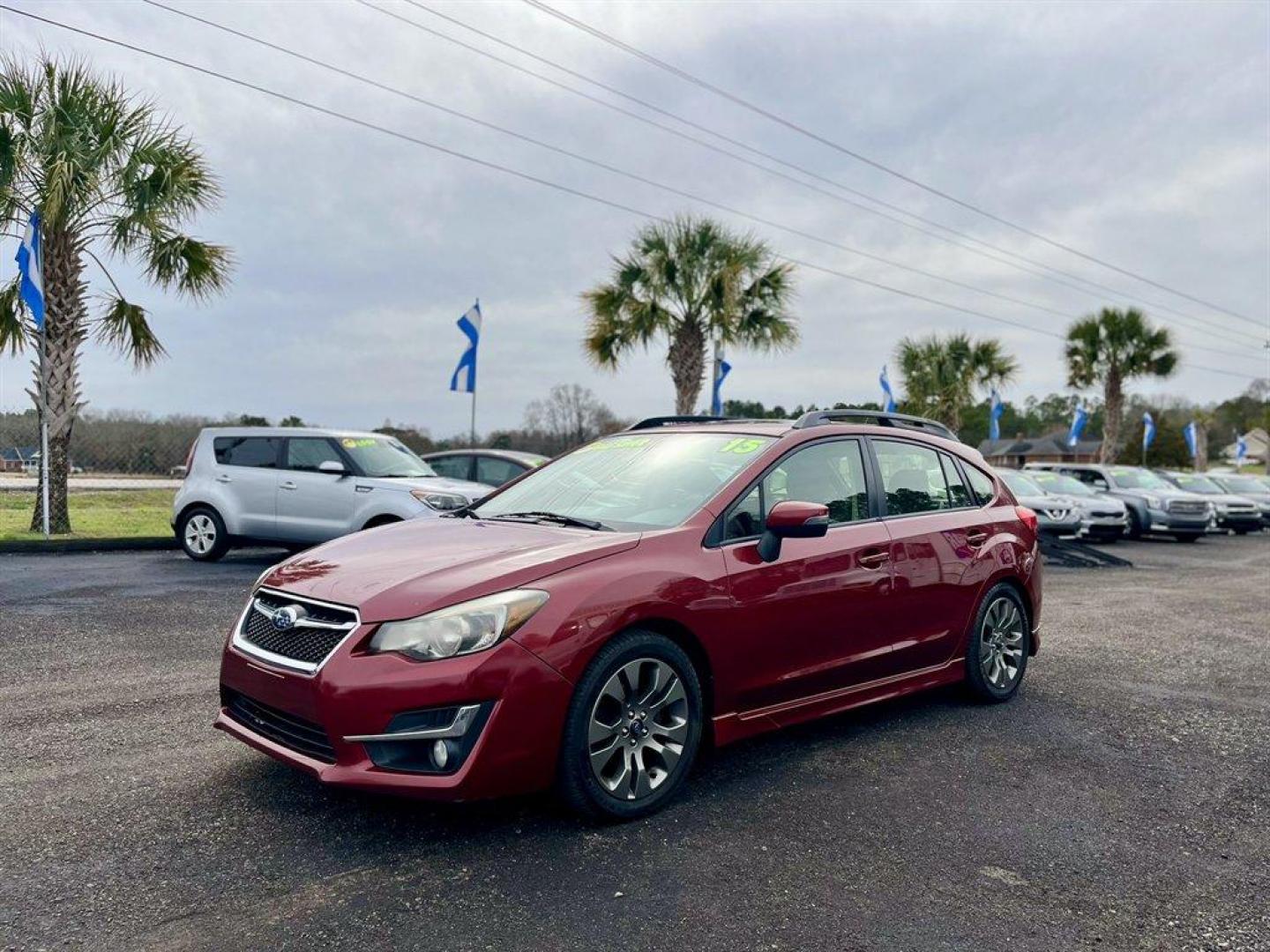 2015 Red /Black Subaru Impreza (JF1GPAW66F8) with an 2.0l H-4 Smpi Dohc 2.0l engine, Automatic transmission, located at 745 East Steele Rd., West Columbia, SC, 29170, (803) 755-9148, 33.927212, -81.148483 - Special Internet Price! 2015 Subaru Impreza with AM/FM radio, Bluetooth, Backup camera, Sunroof, Keyless entry, Push to start, Leather interior, Powered windows, Powered door locks, Plus more! - Photo#0