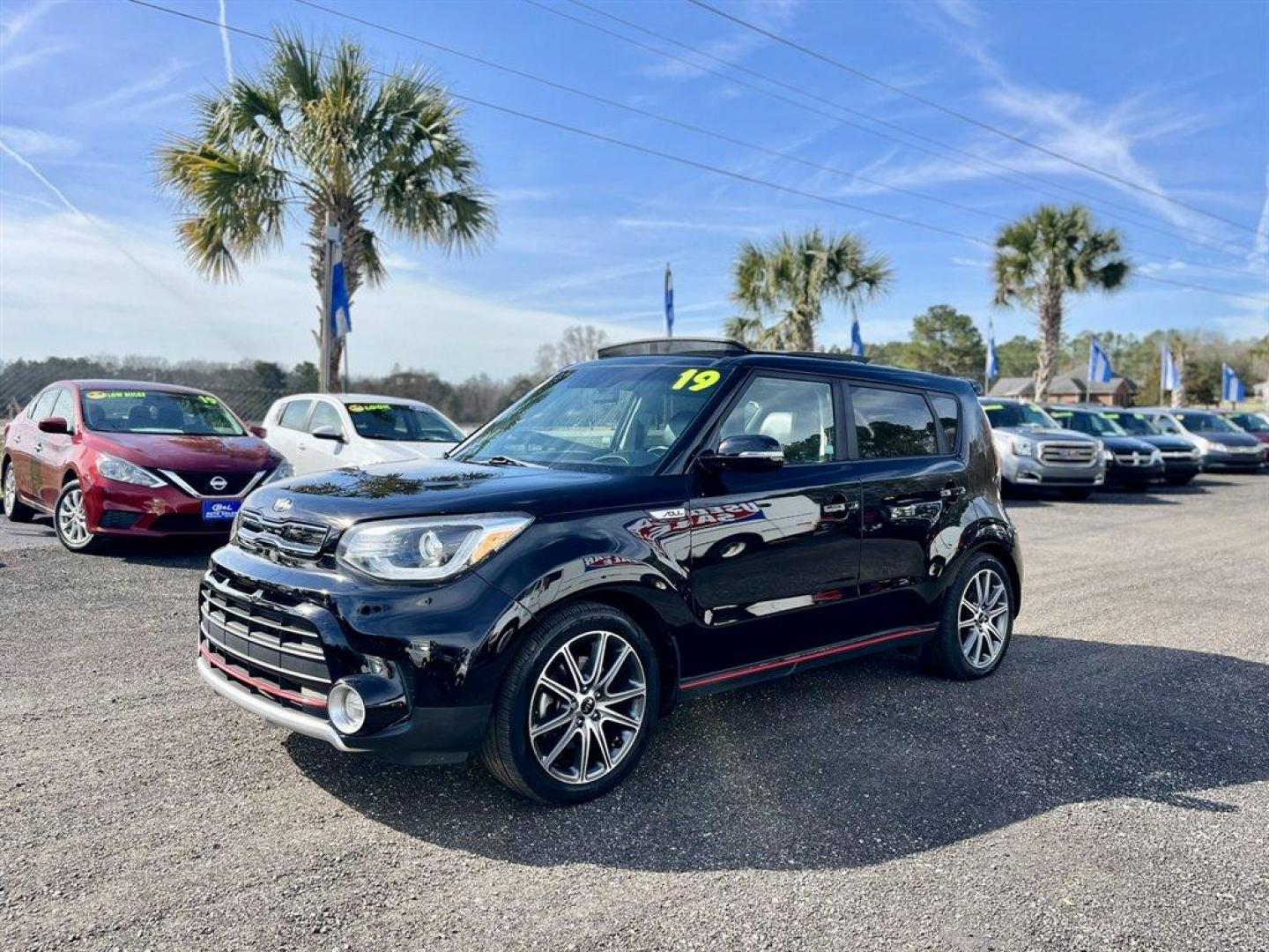 2019 Black /Black Kia Soul (KNDJX3AA2K7) with an 1.6l I-4 DI Dohc T/C 1.6l engine, Automatic transmission, located at 745 East Steele Rd., West Columbia, SC, 29170, (803) 755-9148, 33.927212, -81.148483 - Special Internet Price! 2019 Kia Soul with AM/FM radio, Bluetooth, Backup camera, Navigation, Panoramic sunroof, Keyless entry, Push to start, Powered windows, Powered door locks, Plus more! - Photo#0