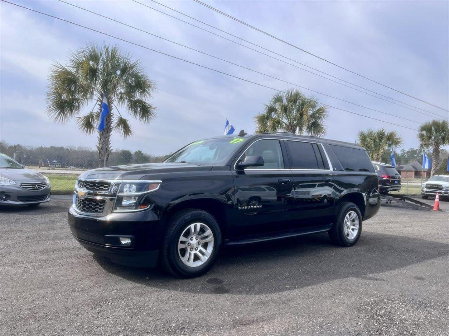 2017 Black /Grey Chevrolet Suburban (1GNSCHKC0HR) with an 5.3l V8 DI VVT Flex 5.3l engine, Automatic transmission, located at 745 East Steele Rd., West Columbia, SC, 29170, (803) 755-9148, 33.927212, -81.148483 - Special Internet Price! 2017 Chevrolet Suburban LT with AM/FM radio, Bluetooth, Backup camera, Sunroof, Push to start, Keyless entry, Leather interior, Heated seats, Rear entertainment, 3rd row seating, Powered windows, Powered door locks, Plus more! - Photo#0