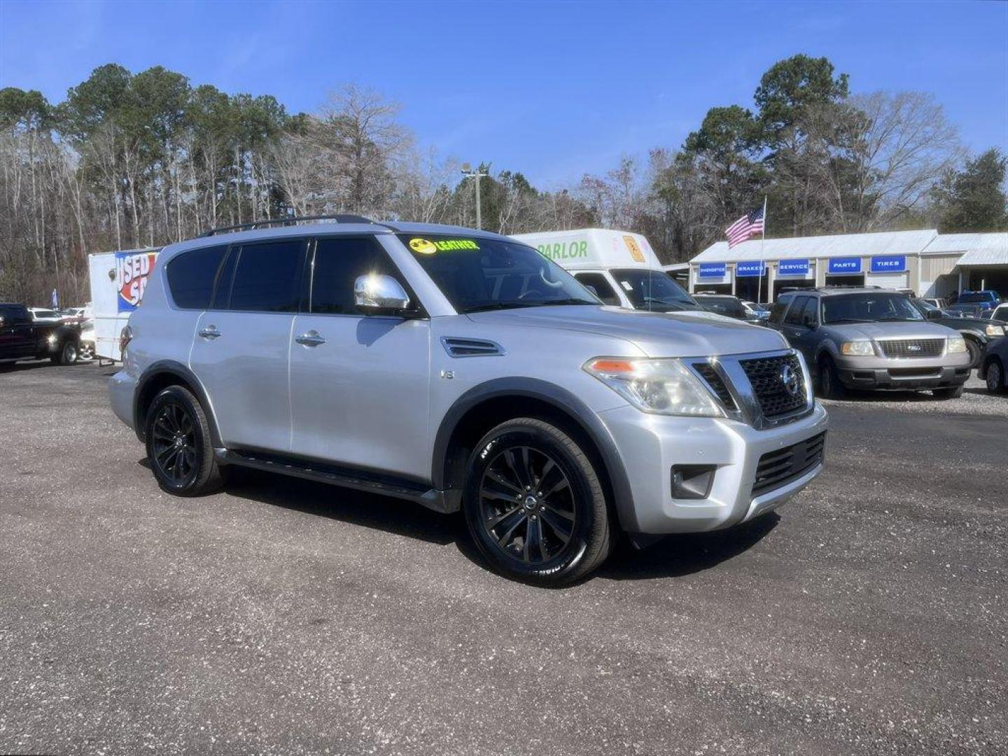 2017 Silver /Black Nissan Armada (JN8AY2NC5H9) with an 5.6l V8 MPI Dohc 5.6l engine, Automatic transmission, located at 745 East Steele Rd., West Columbia, SC, 29170, (803) 755-9148, 33.927212, -81.148483 - Special Internet Price! 2017 Nissan Armada Platinum with AM/FM radio, Bluetooth, Navigation, Backup camera, Cruise control, Sunroof, Keyless entry, Push to start, Leather interior, Heated seats, Powered front seats, 3rd row seating, Powered windows, Powered door locks, Plus more! - Photo#2