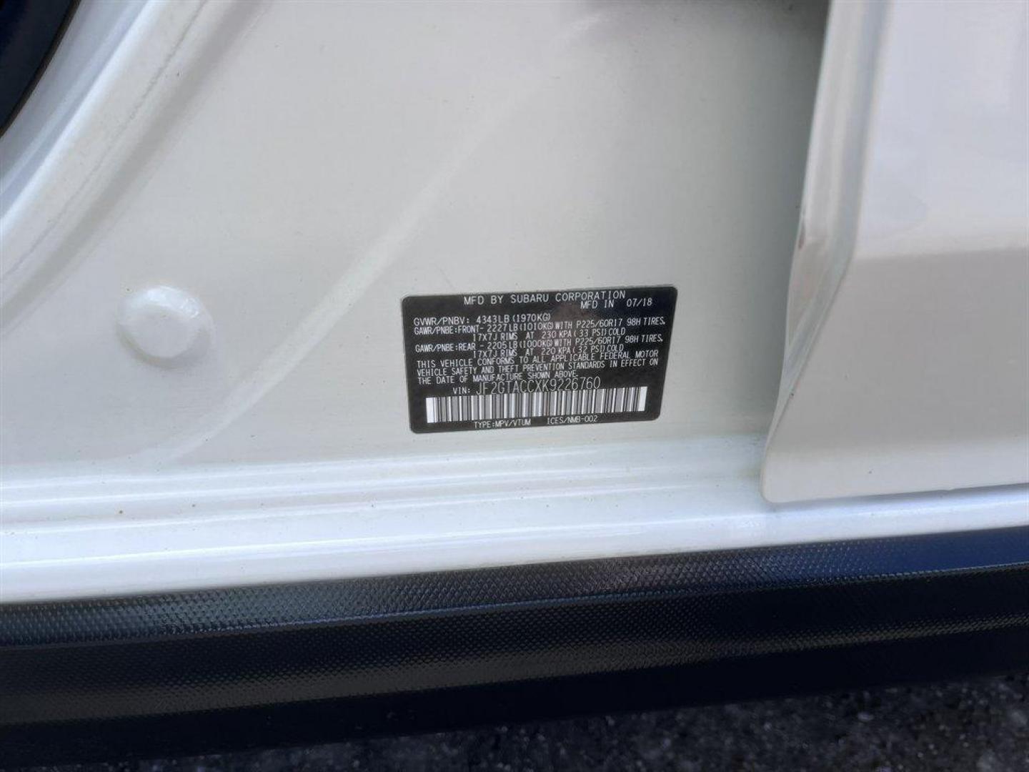 2019 White /Black Subaru Crosstrek (JF2GTACCXK9) with an 2.0l H-4 DI Dohc 2.0l engine, Manual transmission, located at 745 East Steele Rd., West Columbia, SC, 29170, (803) 755-9148, 33.927212, -81.148483 - Special Internet Price! 2019 Subaru Crosstrek - Photo#34