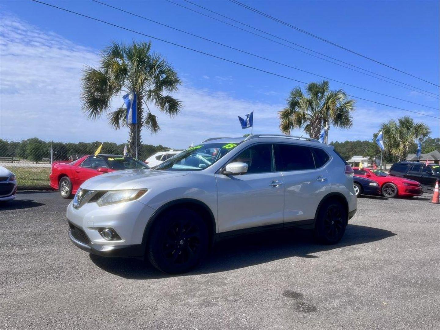 2015 Silver /Black Nissan Rogue (5N1AT2MT5FC) with an 2.5l I-4 MPI Dohc 2.5l engine, Automatic transmission, located at 745 East Steele Rd., West Columbia, SC, 29170, (803) 755-9148, 33.927212, -81.148483 - Special Internet Price! 2015 Nissan Rogue with AM/FM radio, Backup camera, Navigation, Push to start, Keyless entry, Cruise control, Panoramic sunroof, Leather interior, Heated front seats, Powered windows, Powered door locks, Plus more! - Photo#0
