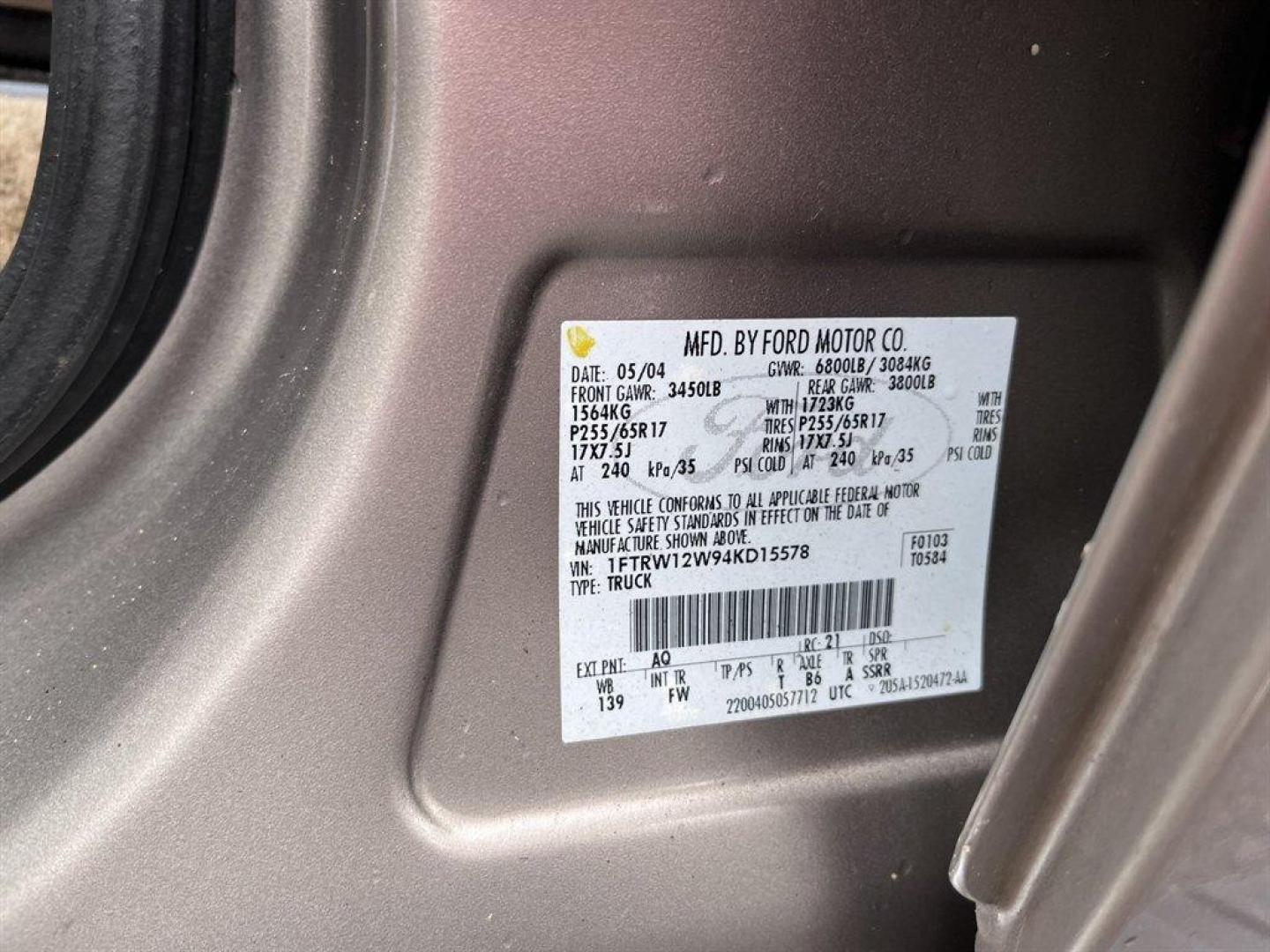 2004 Bronze /Taupe Ford F150 (1FTRW12W94K) with an 4.6l V8 EFI Sohc 4.6l engine, Automatic transmission, located at 745 East Steele Rd., West Columbia, SC, 29170, (803) 755-9148, 33.927212, -81.148483 - Special Internet Price! 2004 Ford F150 with AM/FM radio, Cruise control, Powered driver seat, Cloth interior, Powered door locks, Powered windows, Plus more! - Photo#33