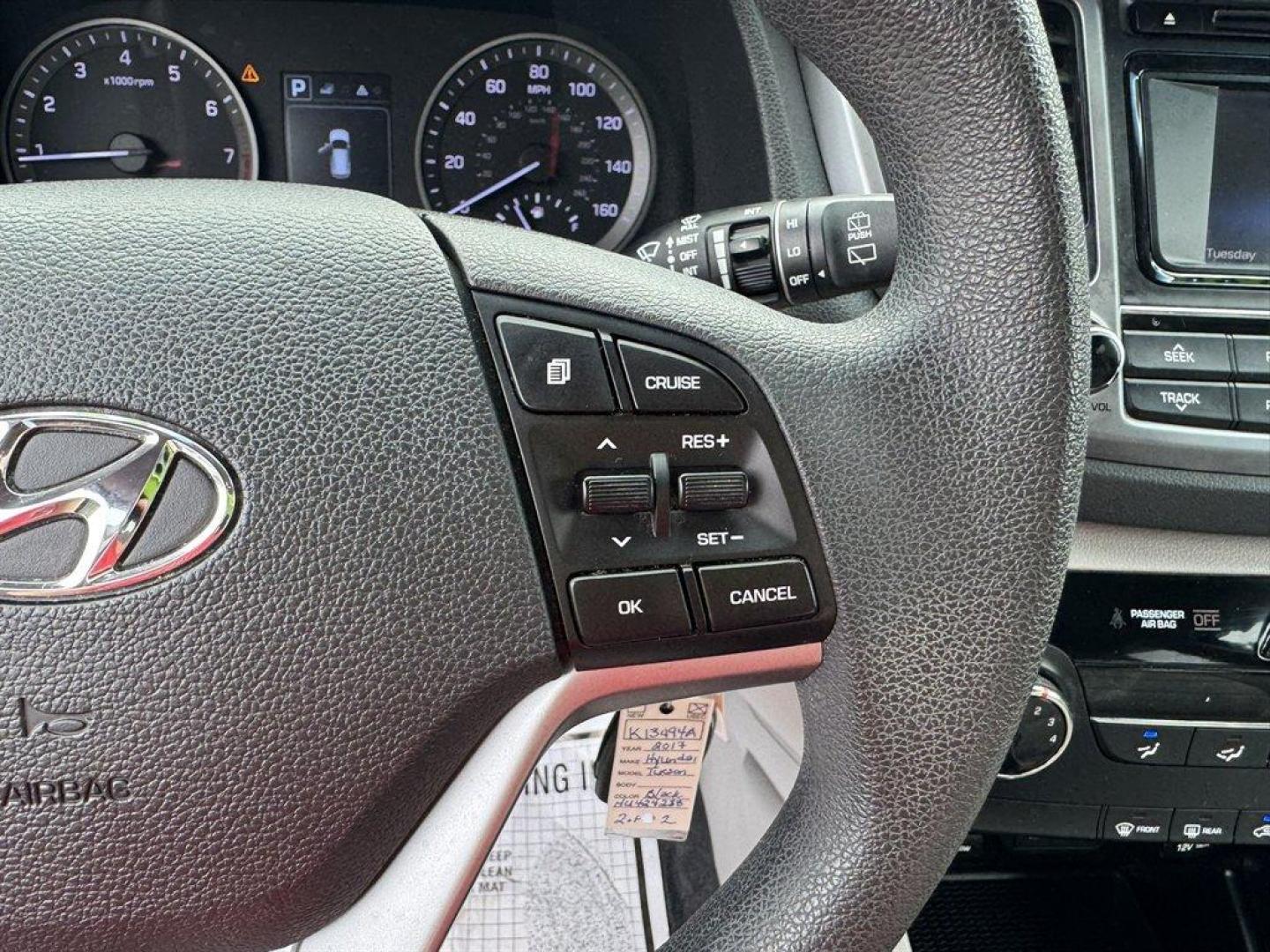 2017 Black /Grey Hyundai Tucson (KM8J23A41HU) with an 2.0l I-4 DI Dohc Cvvt 2.0 engine, Automatic transmission, located at 745 East Steele Rd., West Columbia, SC, 29170, (803) 755-9148, 33.927212, -81.148483 - Special Internet Price! 2017 Hyundai Tucson with AM/FM radio, Bluetooth, Backup camera, Cruise control, Cloth interior, Powered windows, Powered door locks, Plus more! - Photo#8