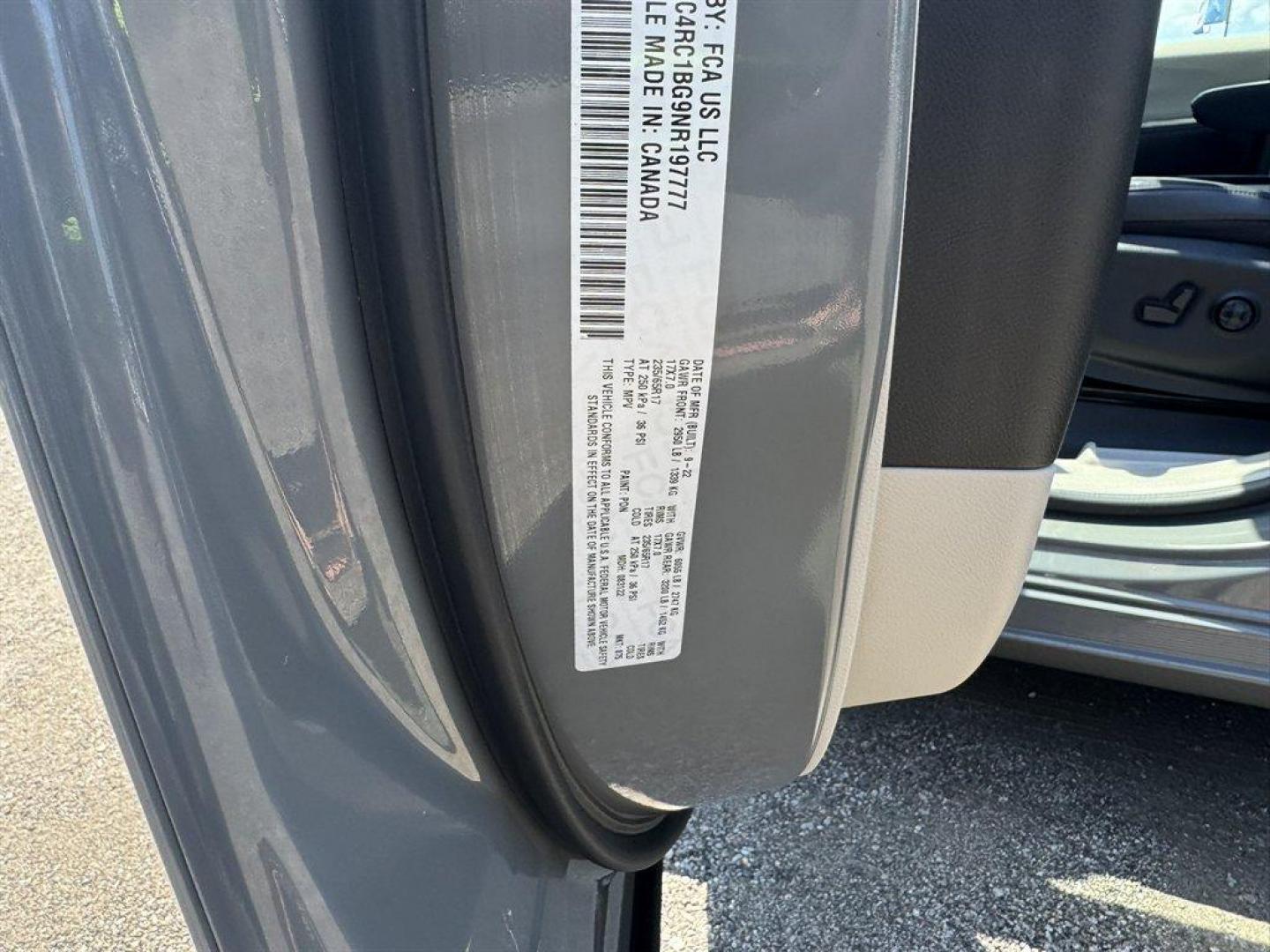 2022 Grey /Black Chrysler Pacifica (2C4RC1BG9NR) with an 3.6l V6 MPI Dohc 3.6l engine, Automatic transmission, located at 745 East Steele Rd., West Columbia, SC, 29170, (803) 755-9148, 33.927212, -81.148483 - Special Internet Price! 2022 Chrysler Pacifica with AM/FM radio, Satilite radio, Backup camera, Keyless entry, Push to start, Cruise control, 3rd row seating, Leather interior, Powered driver seat, Powered liftgate, Powered windows, Powered door locks, Plus more! - Photo#34