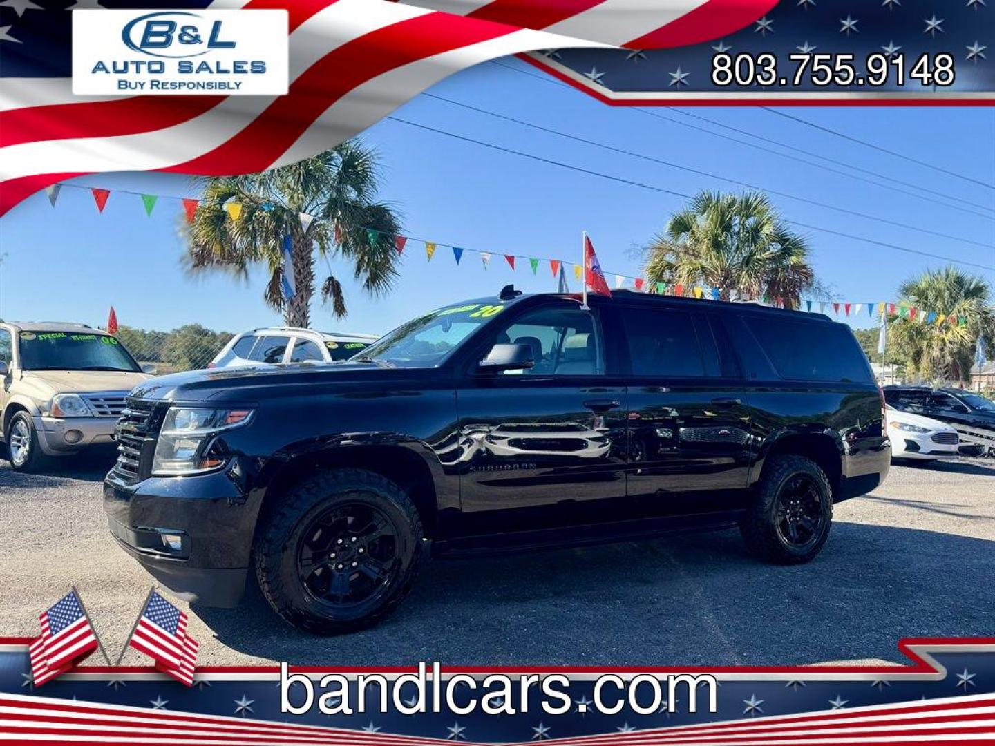 2020 Black /Black Chevrolet Suburban (1GNSKHKC0LR) with an 5.3l V8 DI VVT Flex 5.3l engine, Automatic transmission, located at 745 East Steele Rd., West Columbia, SC, 29170, (803) 755-9148, 33.927212, -81.148483 - Special Internet Price! 2020 Chevrolet Suburban - Photo#0