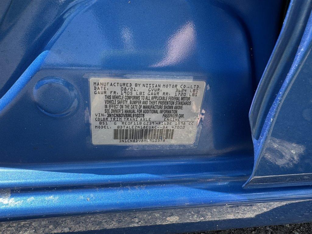 2021 Blue /Black Nissan Versa (3N1CN8DV8ML) with an 1.6l I-4 Smpi Dohc Cvtcs engine, Automatic transmission, located at 745 East Steele Rd., West Columbia, SC, 29170, (803) 755-9148, 33.927212, -81.148483- Photo#30