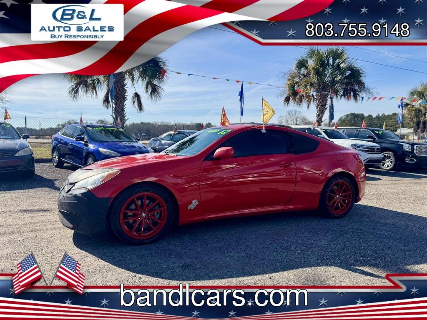 2012 Red /Black Hyundai Genesis Coupe (KMHHT6KD4CU) with an 2.0l I-4 MPI Dohc T/C 2.0 engine, Automatic transmission, located at 745 East Steele Rd., West Columbia, SC, 29170, (803) 755-9148, 33.927212, -81.148483 - Photo#0
