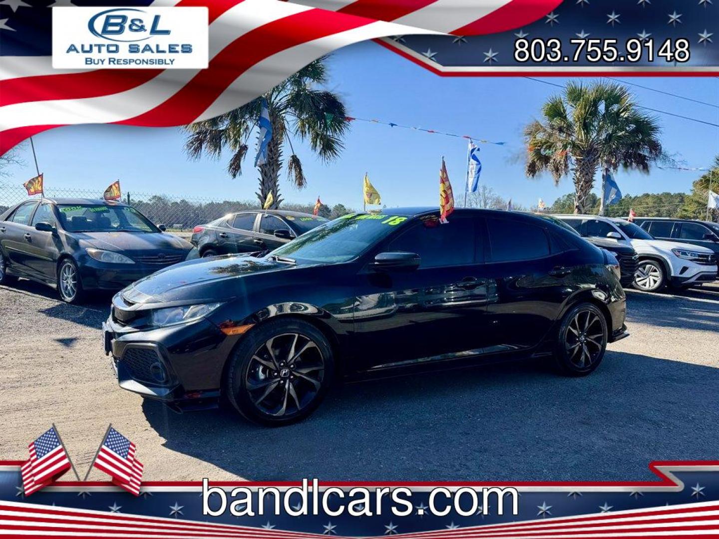 2018 Black /Black Honda Civic (SHHFK7G44JU) with an 1.5l I-4 DI Dohc T/C 1.5l engine, Manual transmission, located at 745 East Steele Rd., West Columbia, SC, 29170, (803) 755-9148, 33.927212, -81.148483 - Photo#0