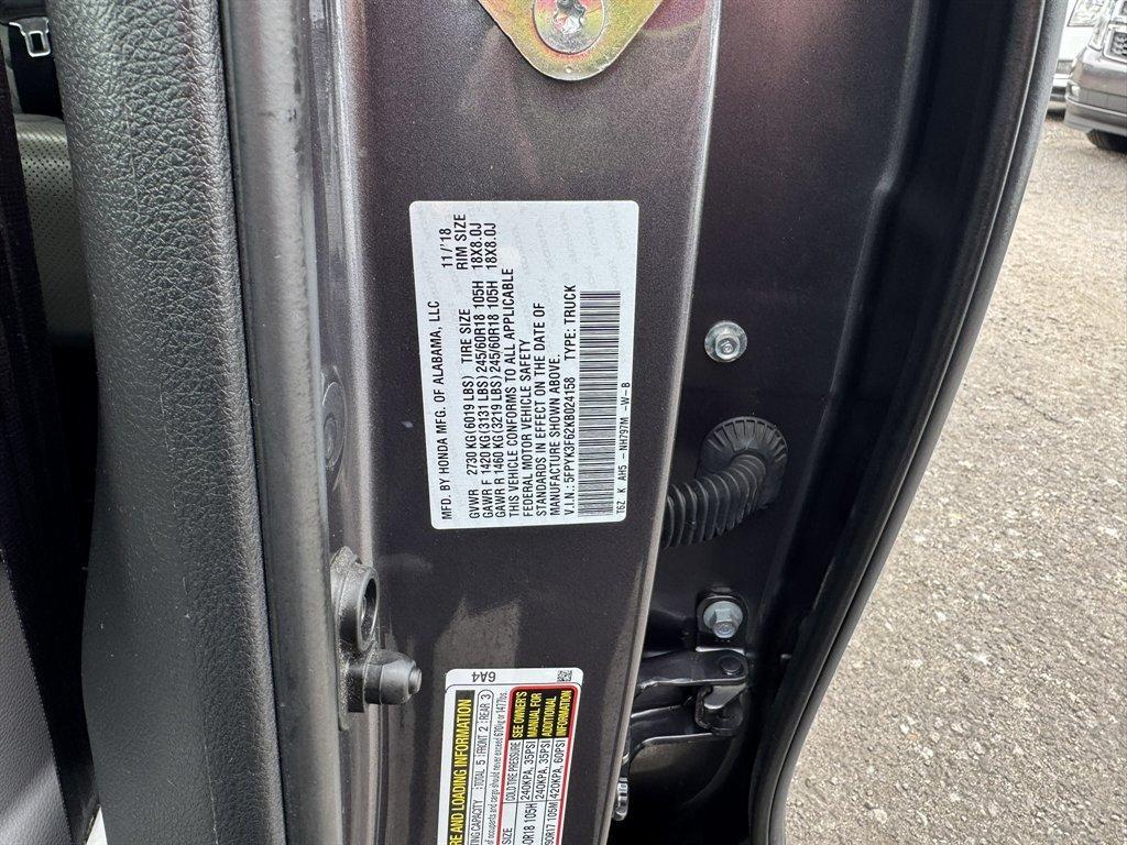 2019 Grey /Grey Honda Ridgeline (5FPYK3F62KB) with an 3.5l V6 DI Sohc I-Vtec 3. engine, Automatic transmission, located at 745 East Steele Rd., West Columbia, SC, 29170, (803) 755-9148, 33.927212, -81.148483 - Photo#35